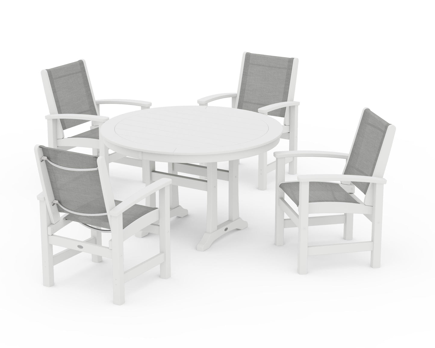 Coastal 5-Piece Round Dining Set with Trestle Legs