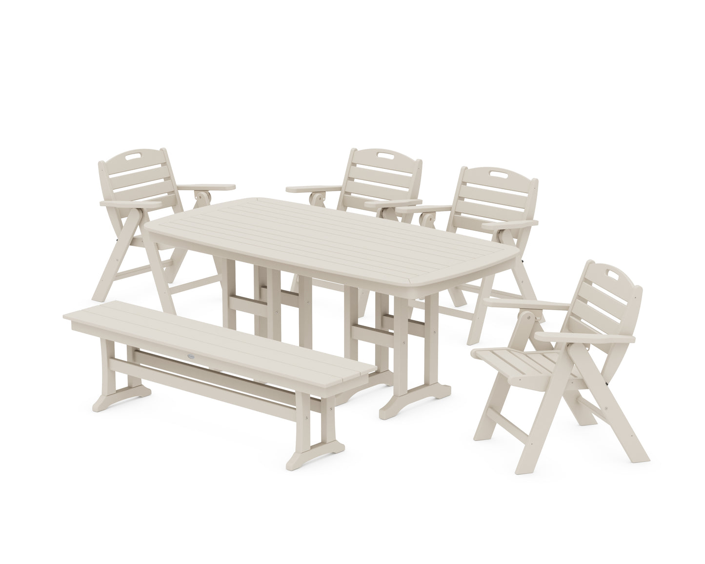 Nautical Lowback 6-Piece Dining Set with Bench