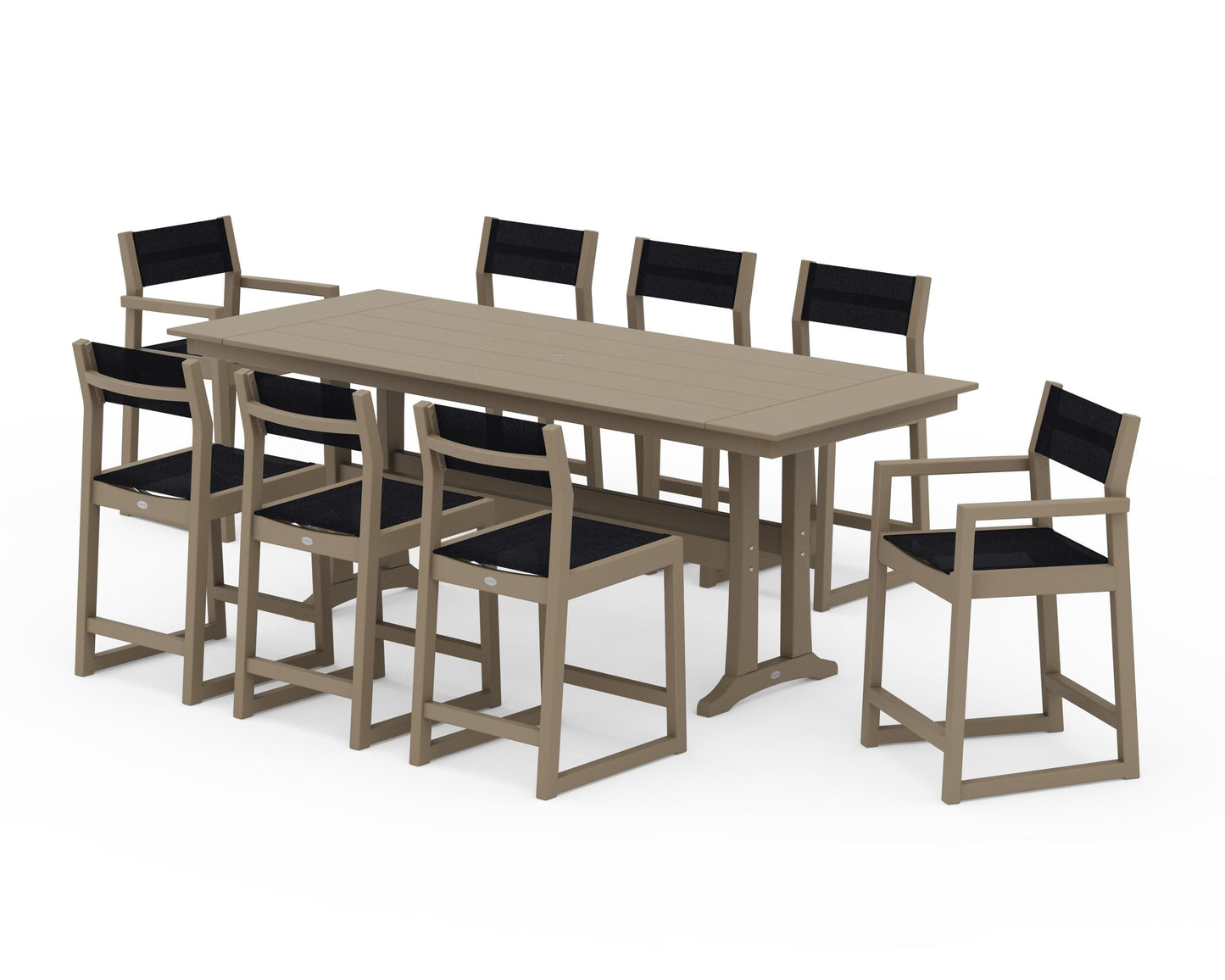 EDGE Sling 9-Piece Farmhouse Counter Set with Trestle Legs