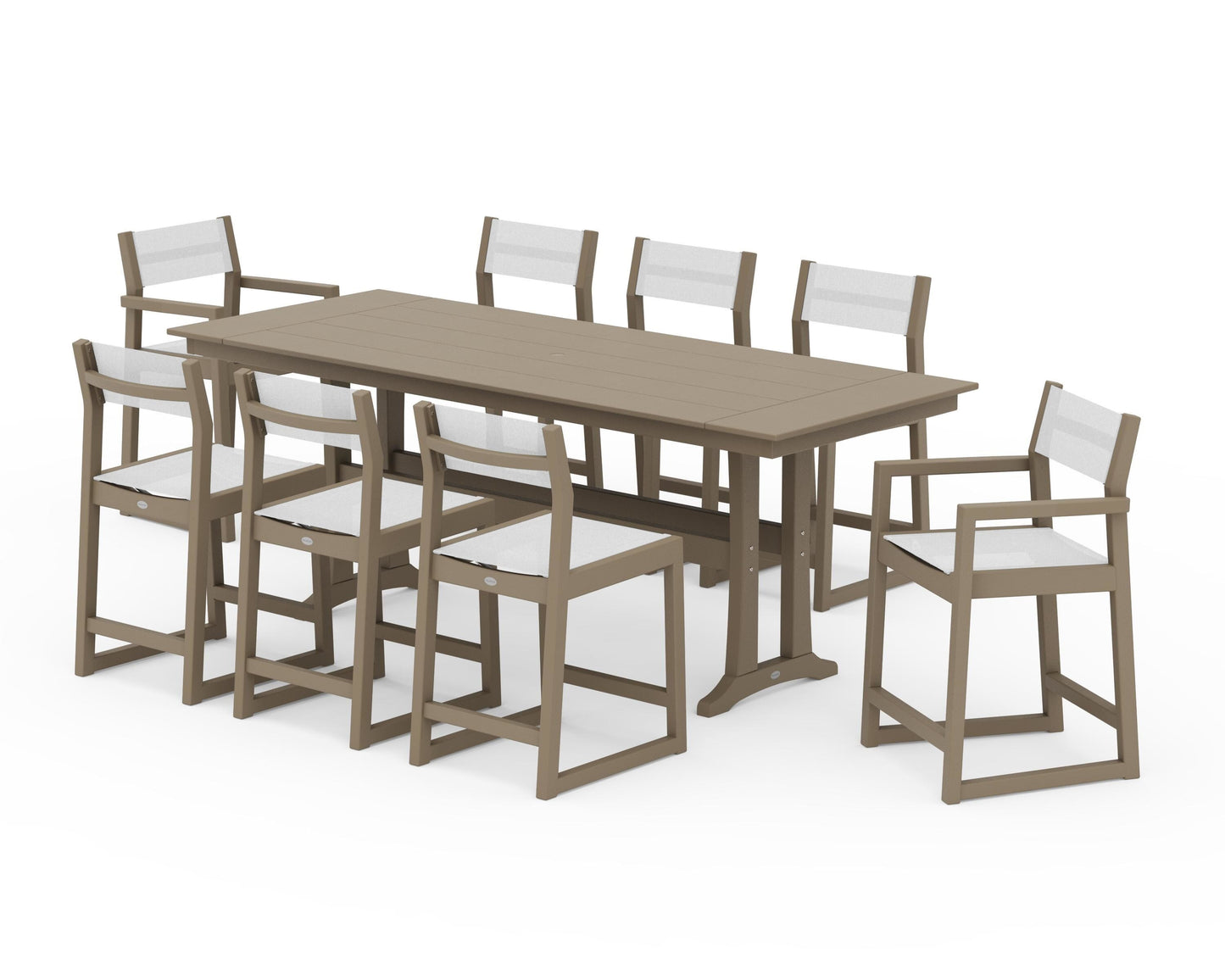 EDGE Sling 9-Piece Farmhouse Counter Set with Trestle Legs