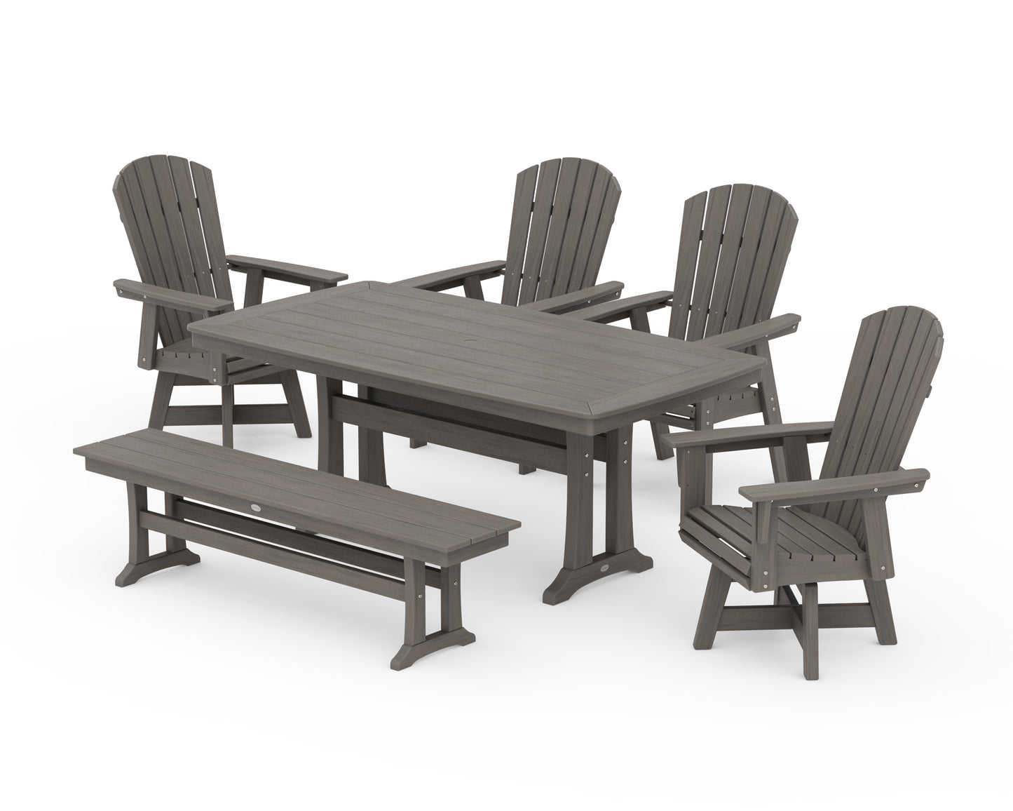 Nautical Adirondack Swivel 6-Piece Dining Set with Trestle Legs