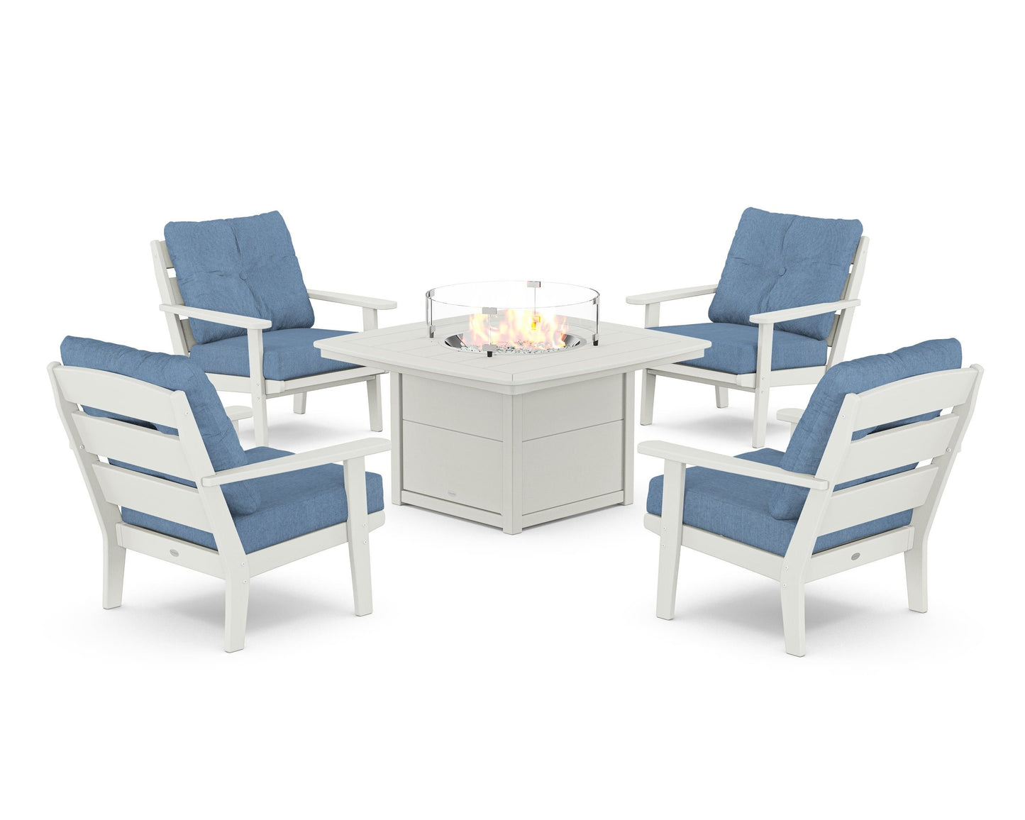 Lakeside 5-Piece Deep Seating Set with Nautical Fire Pit Table