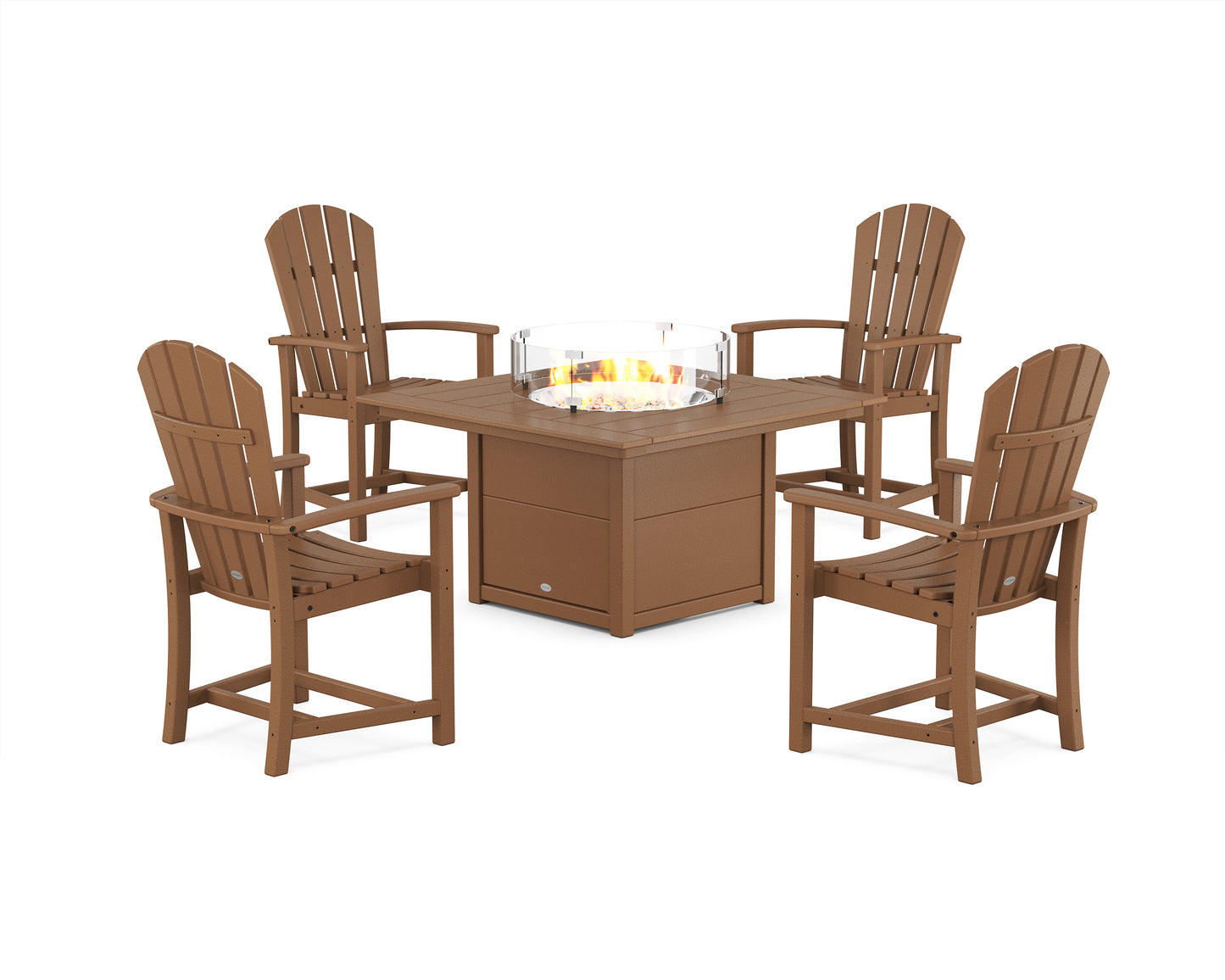 Palm Coast 4-Piece Upright Adirondack Conversation Set with Fire Pit Table