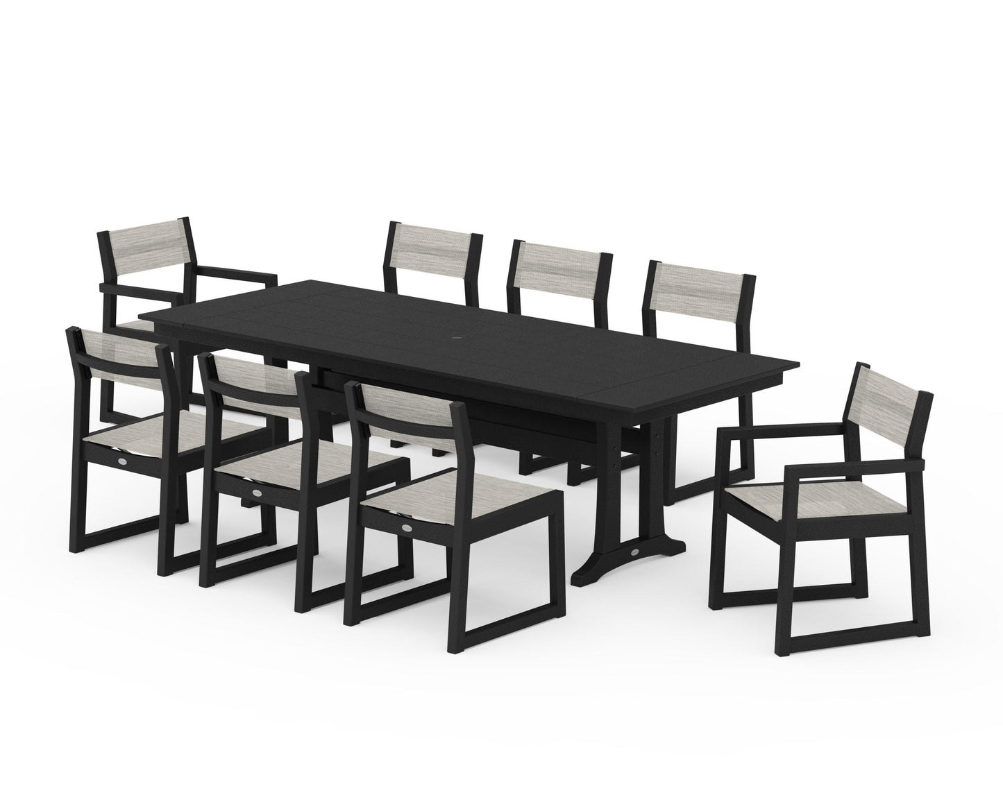 EDGE Sling 9-Piece Farmhouse Trestle Dining Set