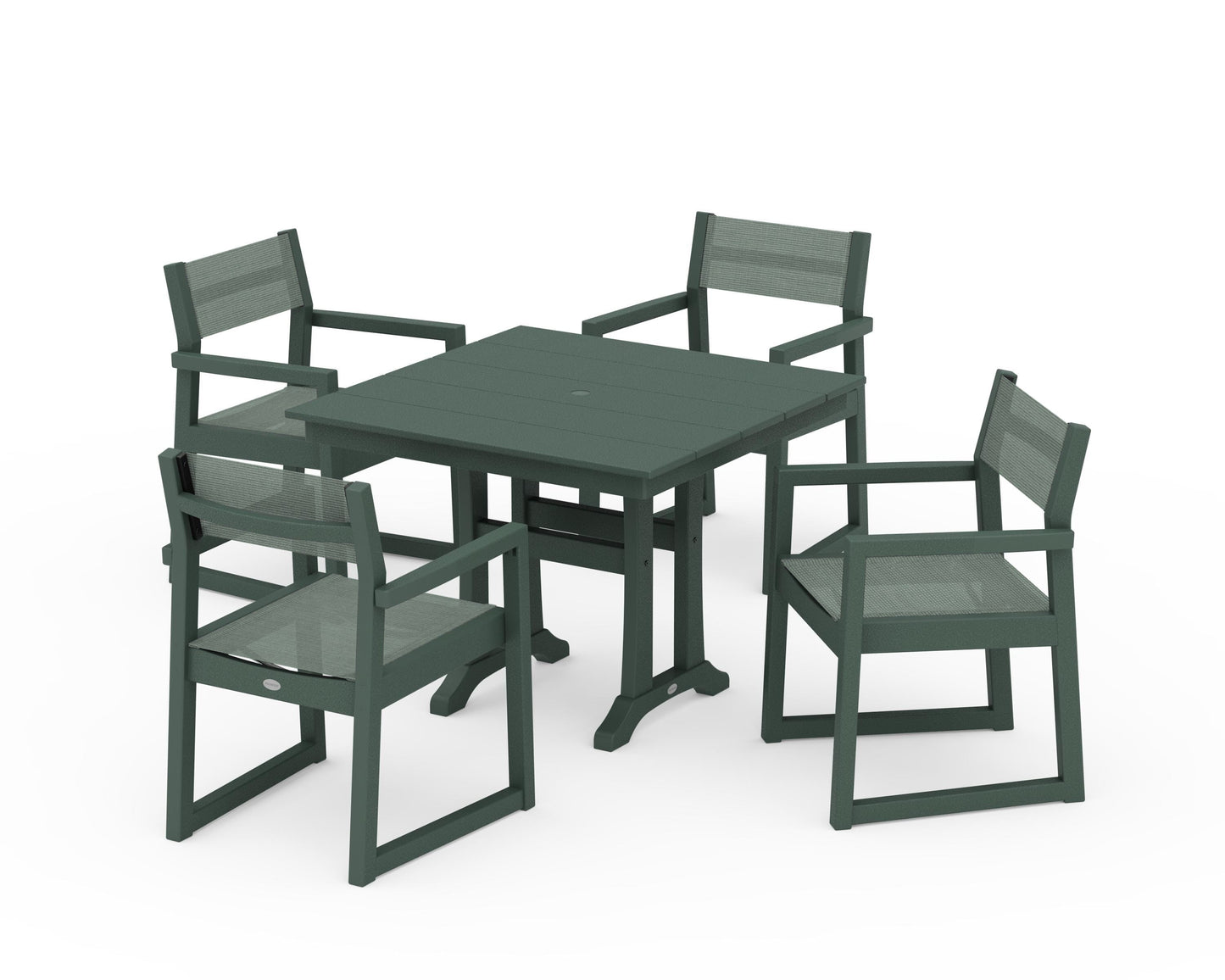 EDGE Sling 5-Piece Farmhouse Dining Set with Trestle Legs