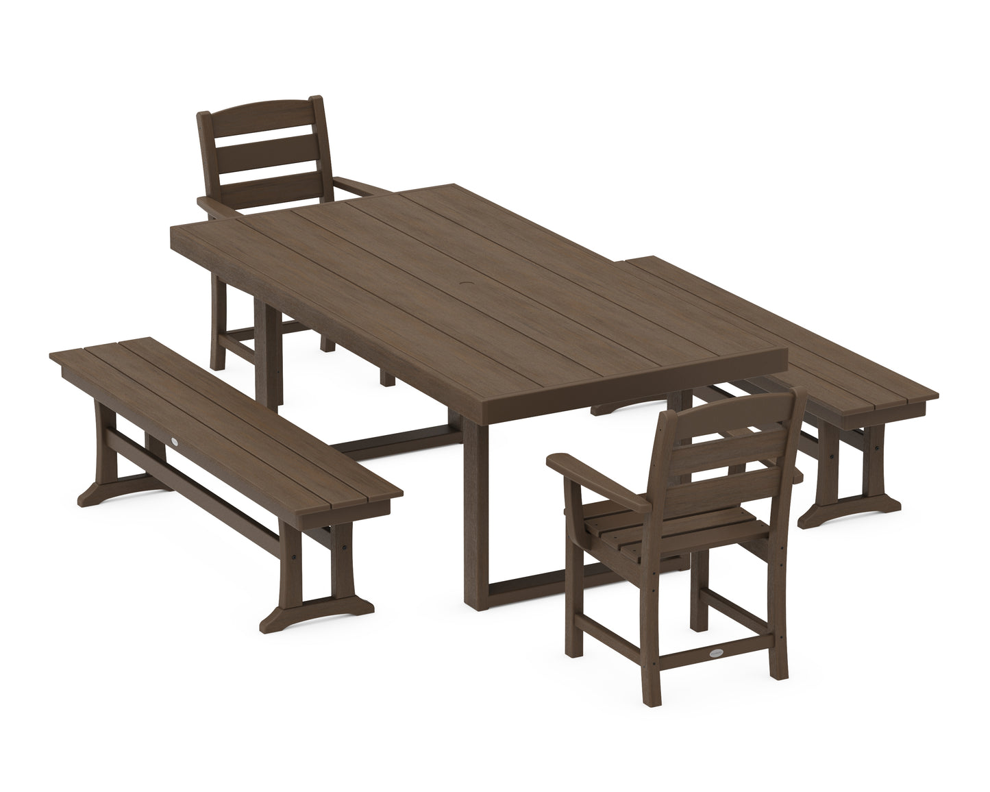 Lakeside 5-Piece Dining Set with Benches