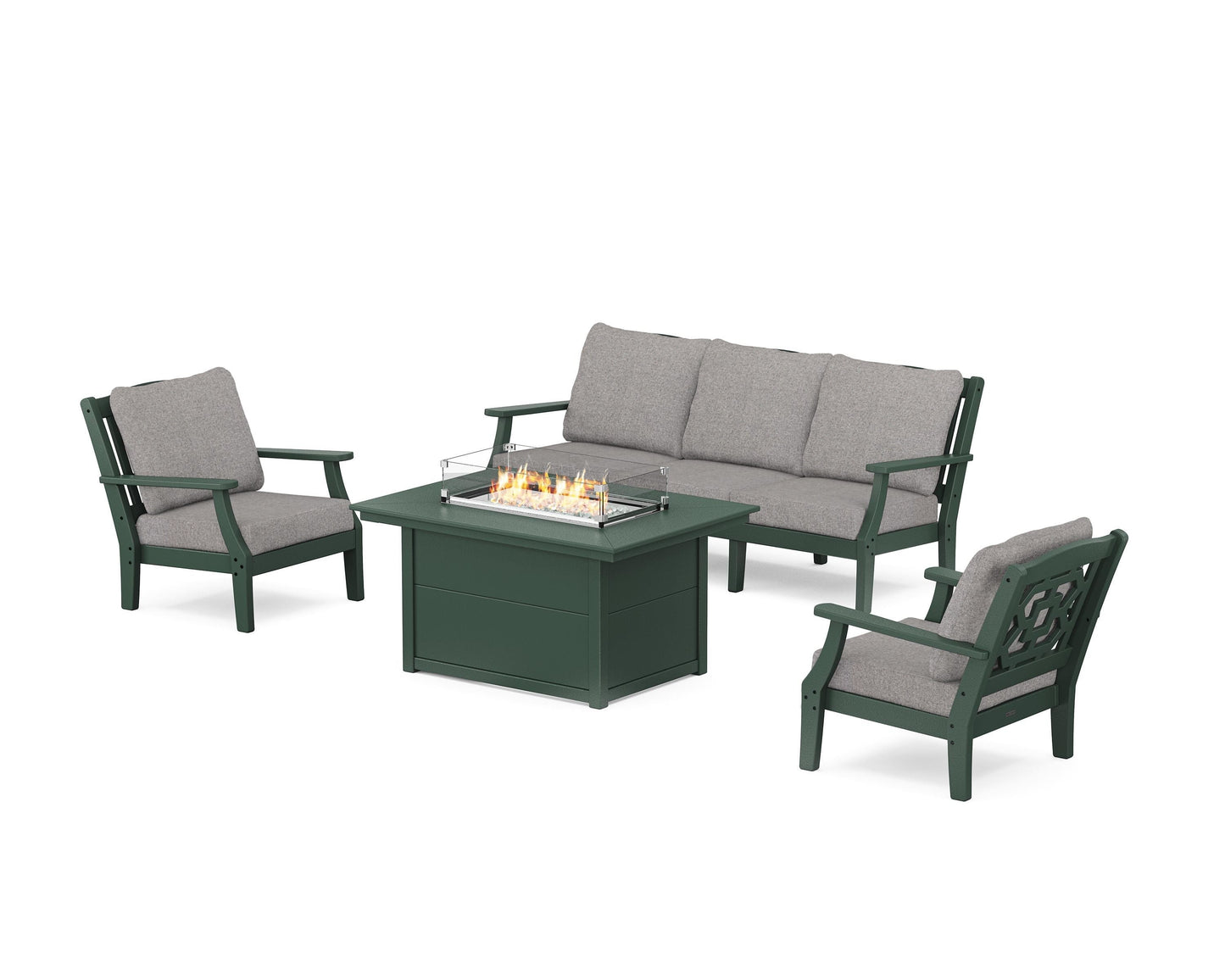 Chinoiserie Deep Seating Fire Pit Table Set