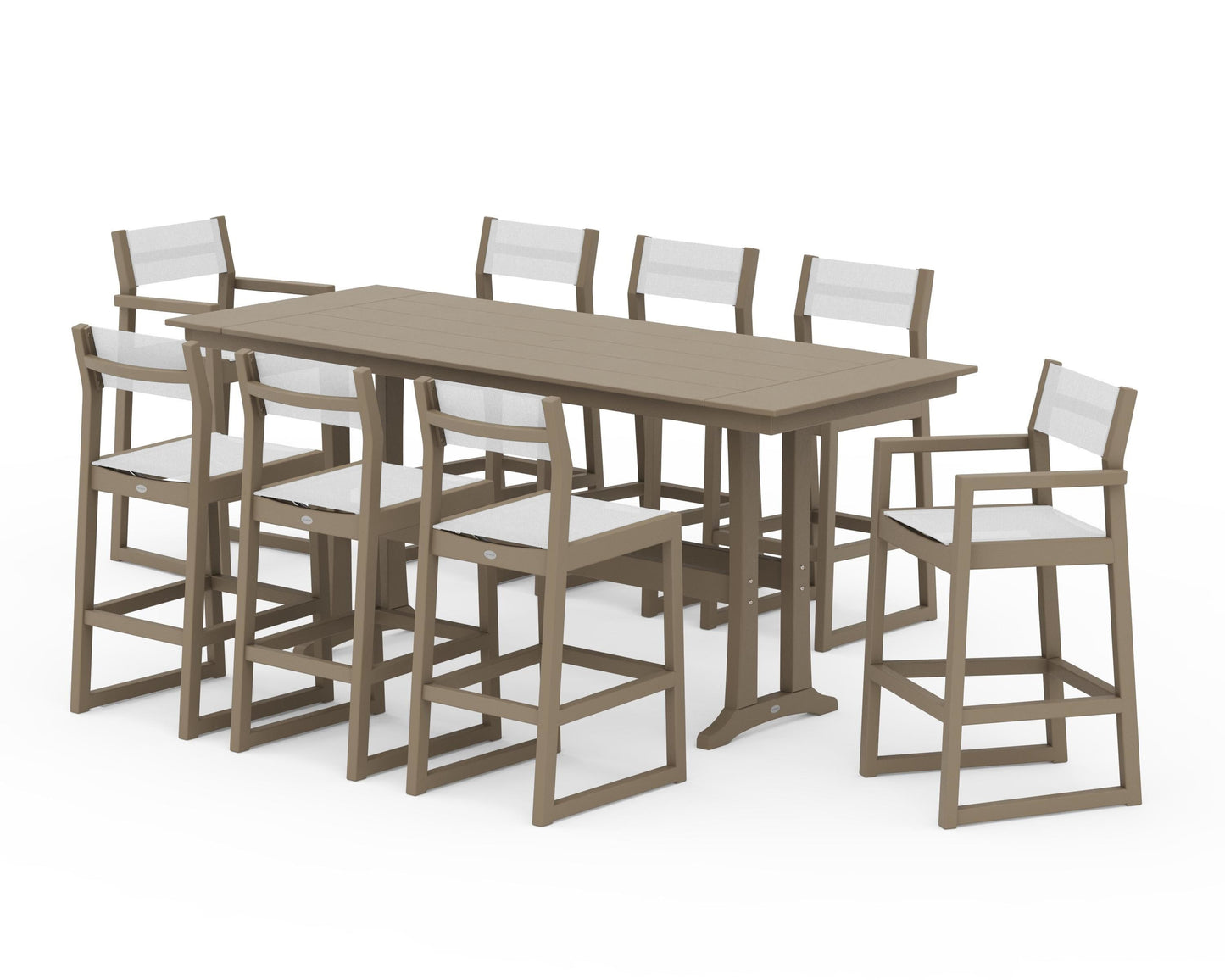 EDGE Sling 9-Piece Farmhouse Bar Set with Trestle Legs