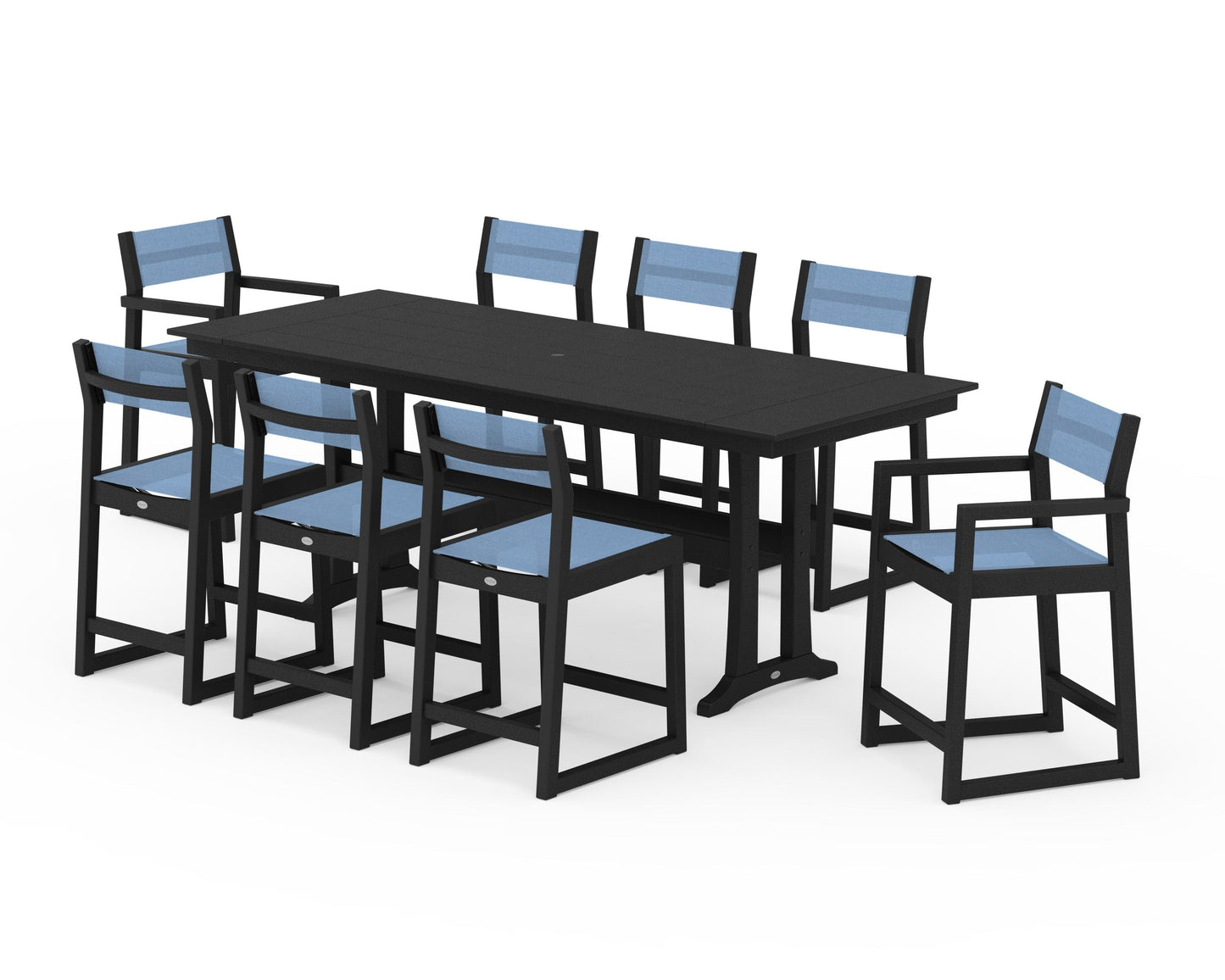 EDGE Sling 9-Piece Farmhouse Counter Set with Trestle Legs