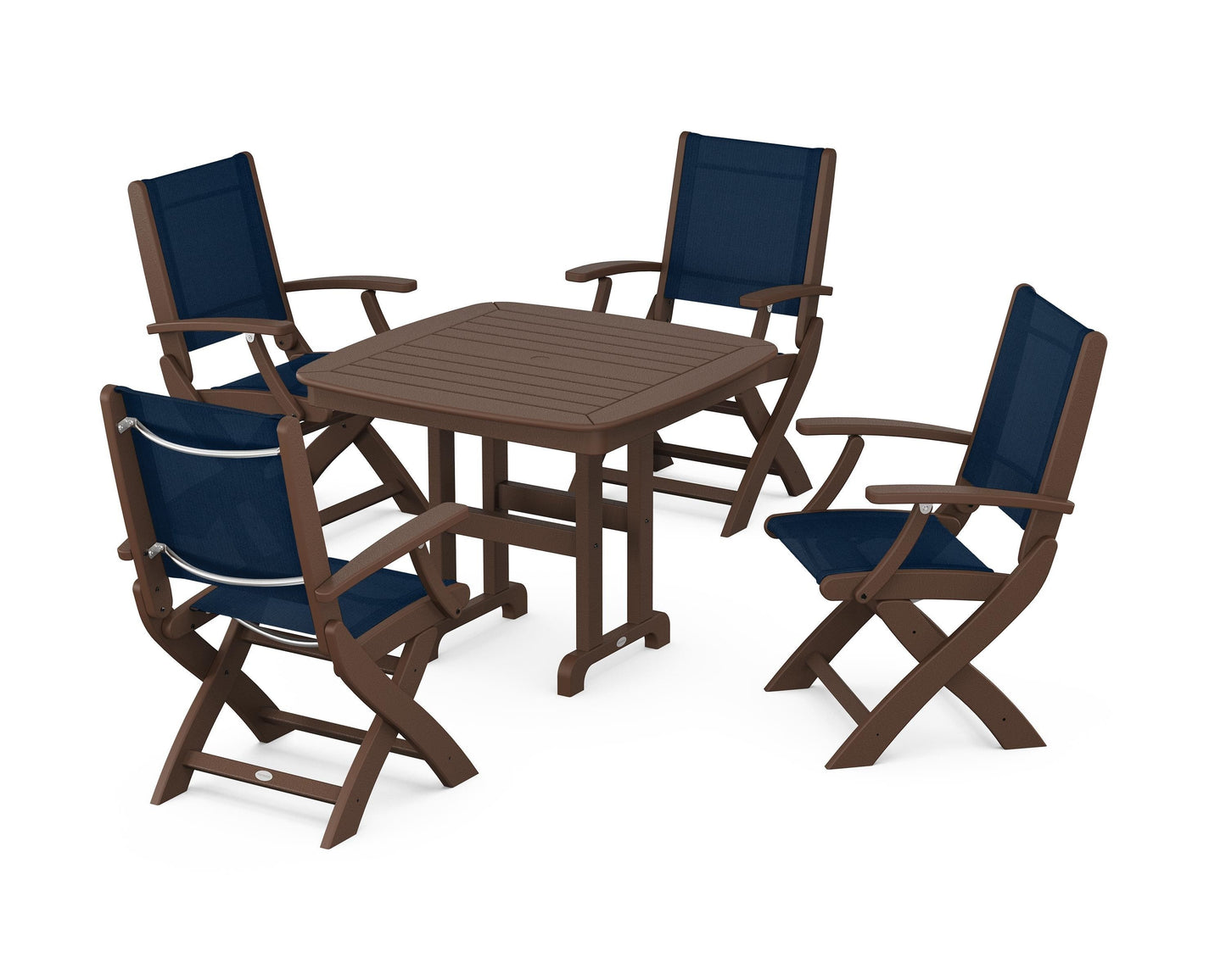 Coastal Folding Chair 5-Piece Dining Set