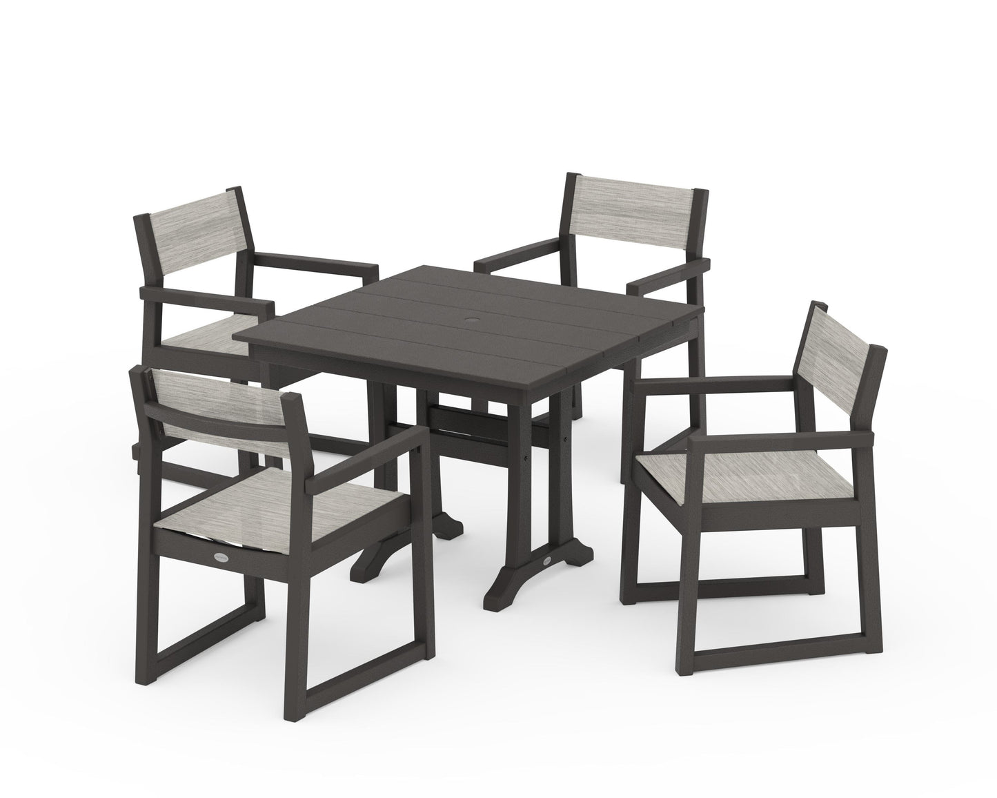 EDGE Sling 5-Piece Farmhouse Dining Set with Trestle Legs