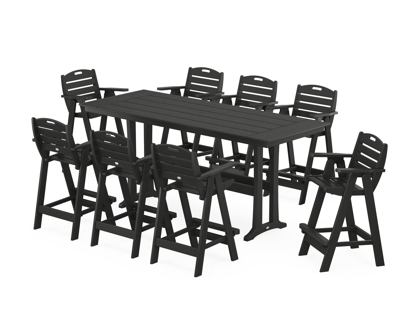 Nautical 9-Piece Farmhouse Bar Set with Trestle Legs