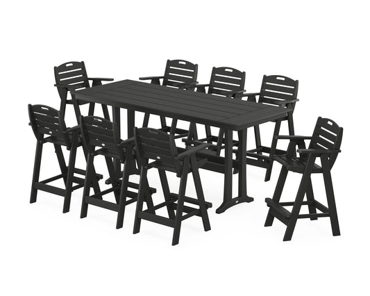 Nautical 9-Piece Farmhouse Bar Set with Trestle Legs