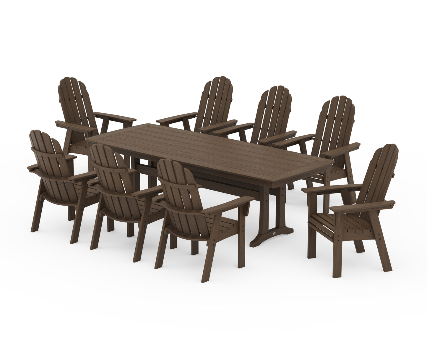 Vineyard Curveback Adirondack 9-Piece Dining Set with Trestle Legs