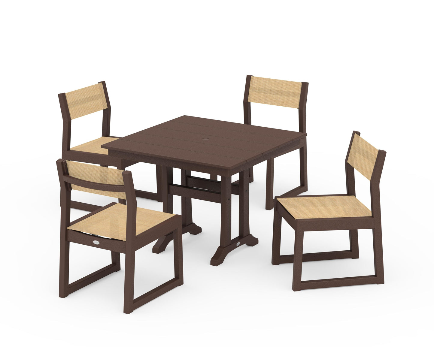EDGE Sling 5-Piece Farmhouse Trestle Side Chair Dining Set