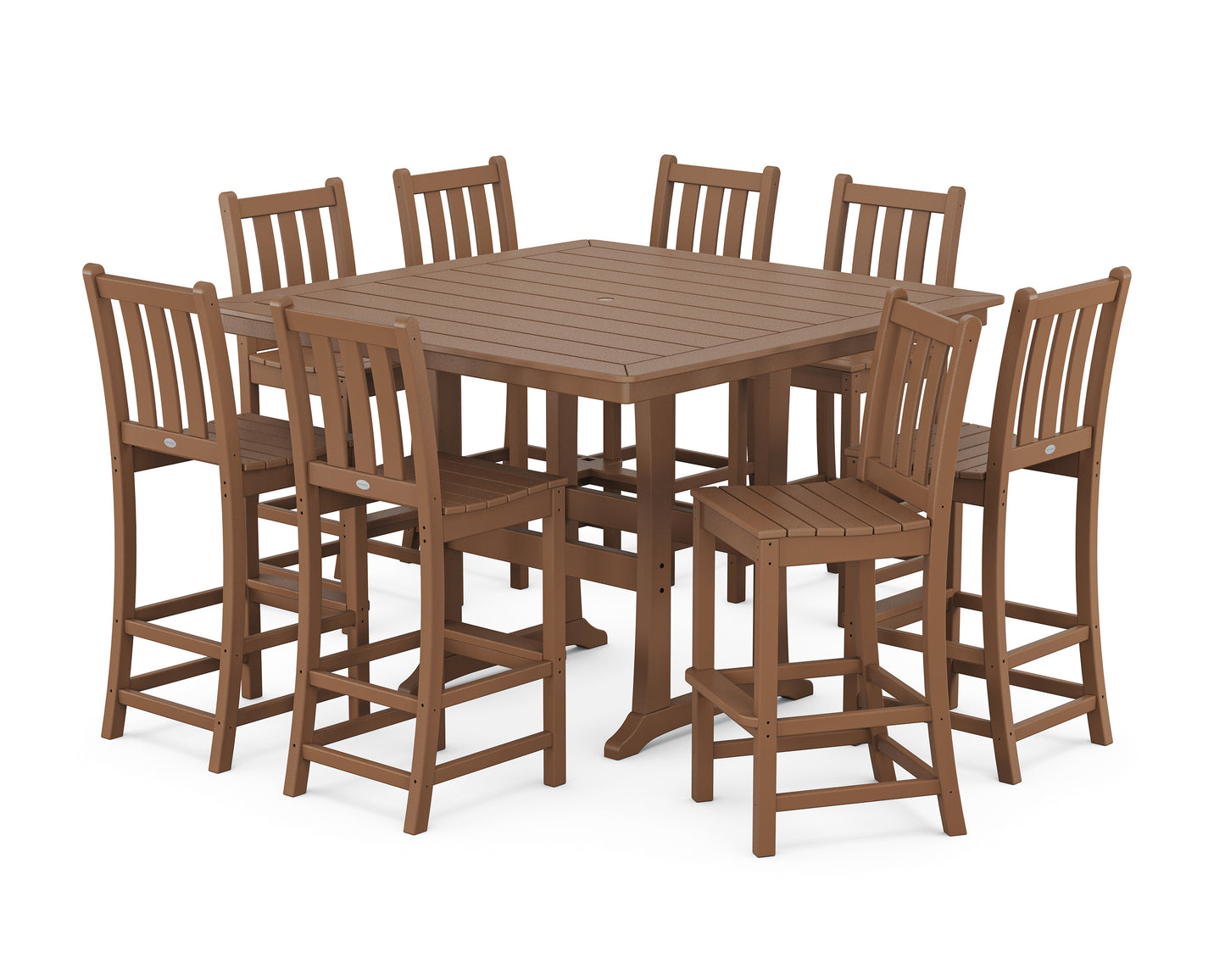 Traditional Garden 9-Piece Nautical Trestle Bar Set