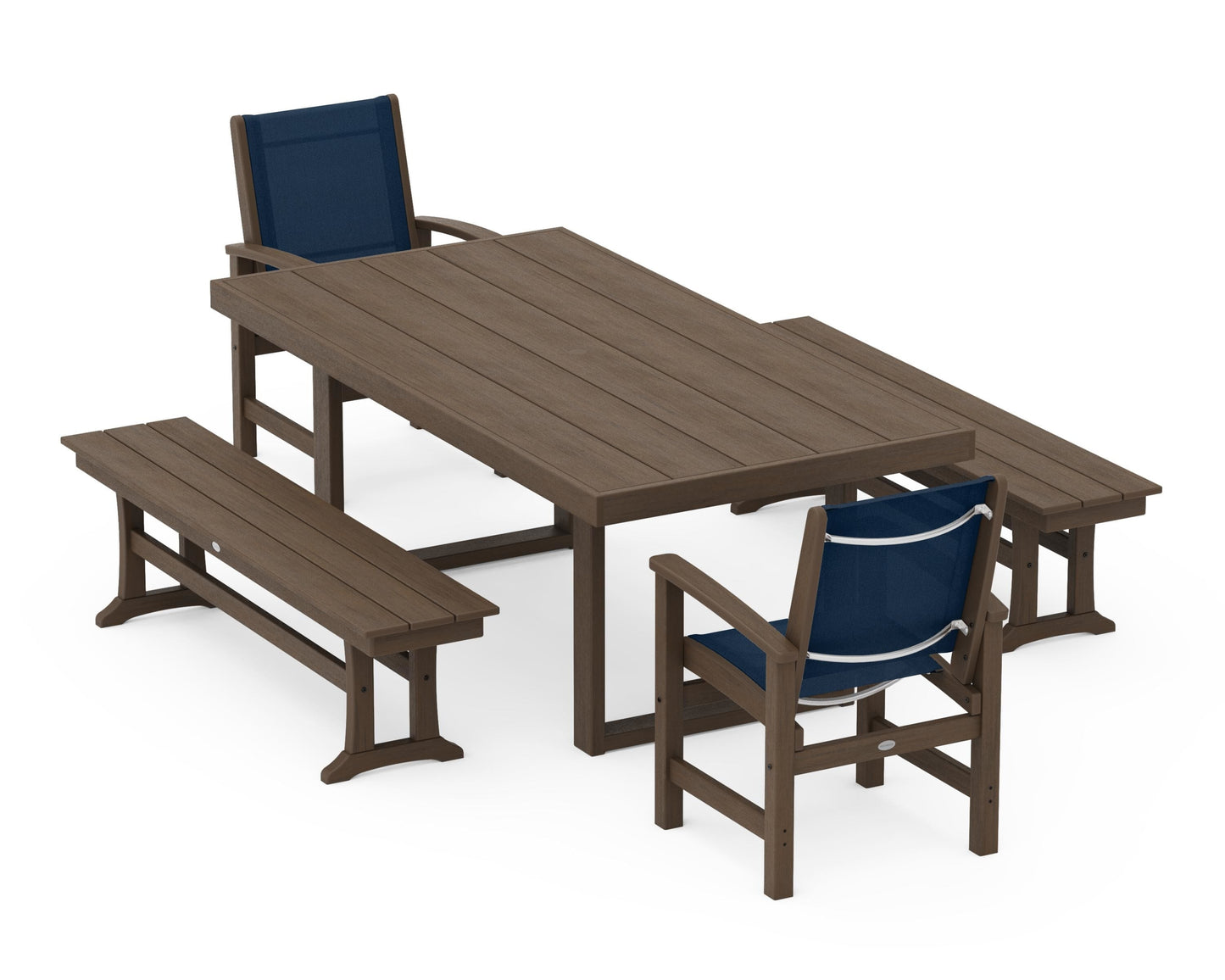 Coastal 5-Piece Dining Set with Trestle Legs