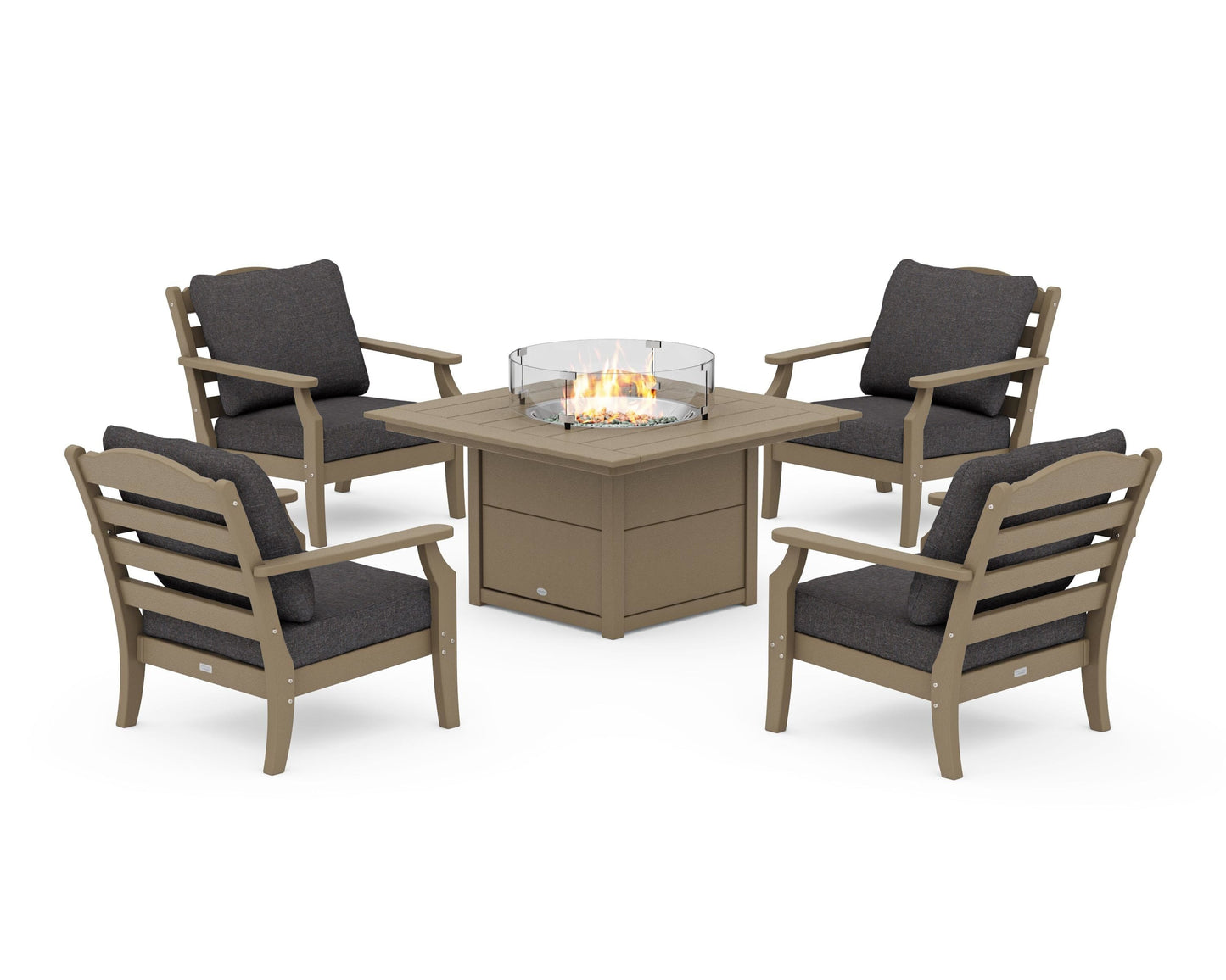 Savannah 5-Piece Deep Seating Set with Fire Pit Table