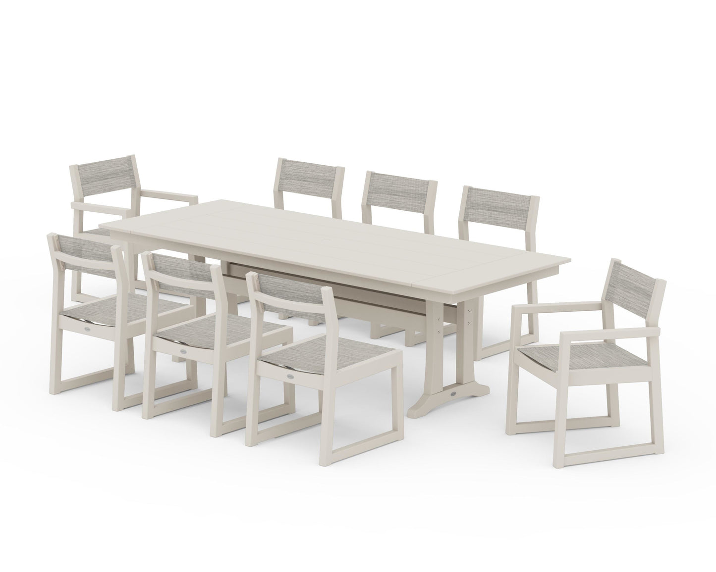 EDGE Sling 9-Piece Farmhouse Trestle Dining Set