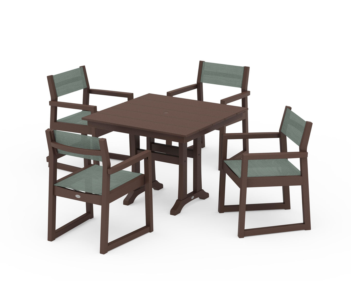 EDGE Sling 5-Piece Farmhouse Dining Set with Trestle Legs