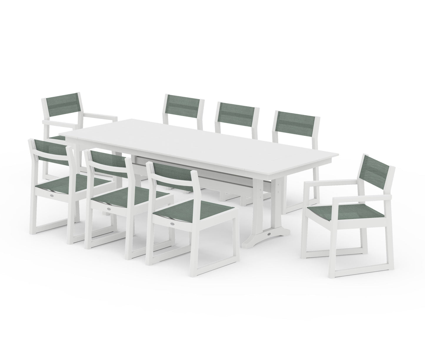 EDGE Sling 9-Piece Farmhouse Trestle Dining Set