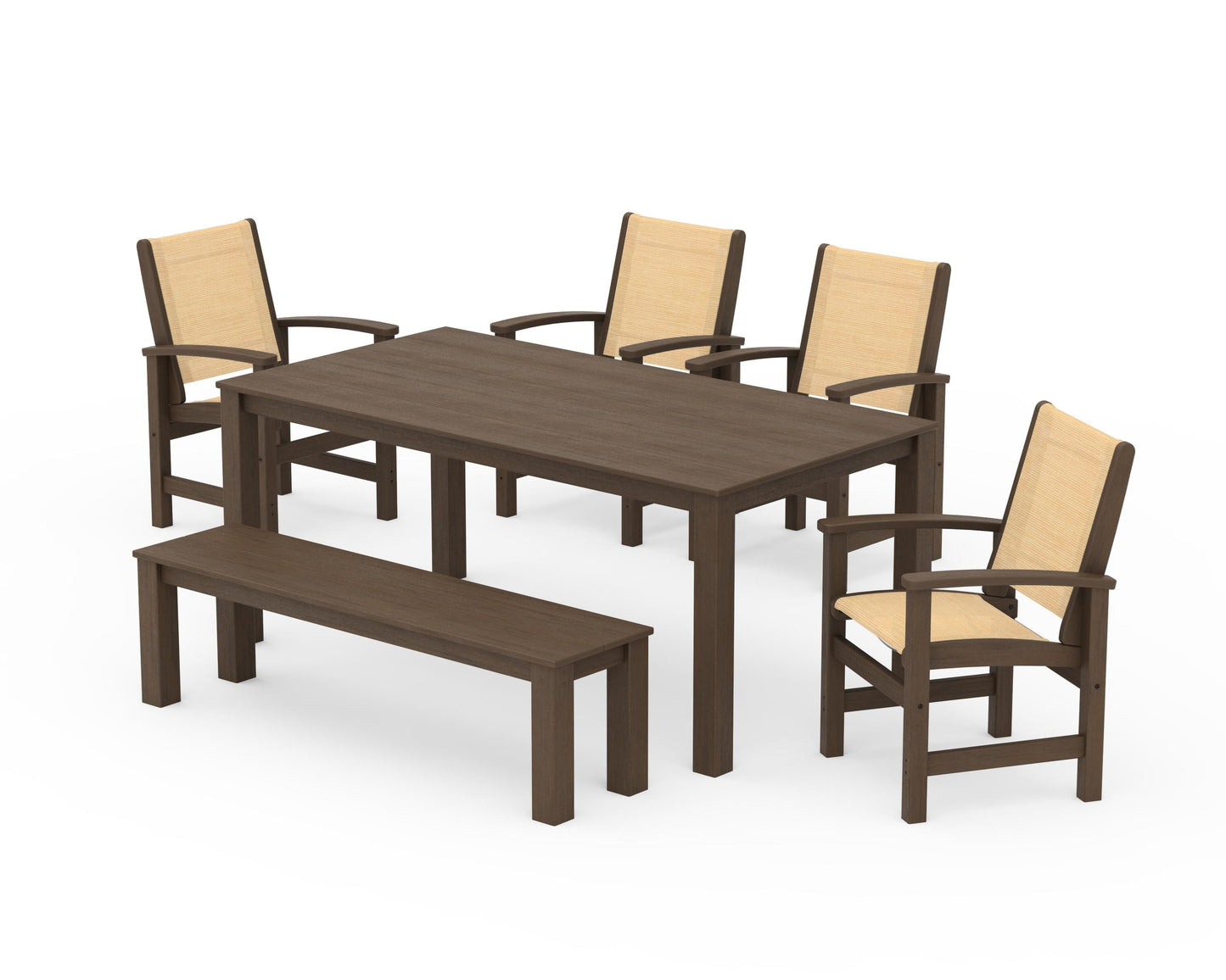 Coastal 6-Piece Parsons Dining Set with Bench
