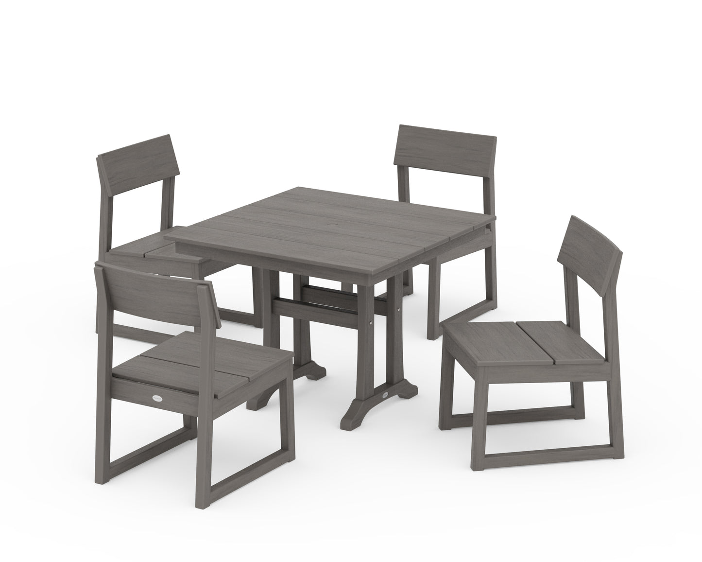 EDGE 5-Piece Farmhouse Trestle Side Chair Dining Set