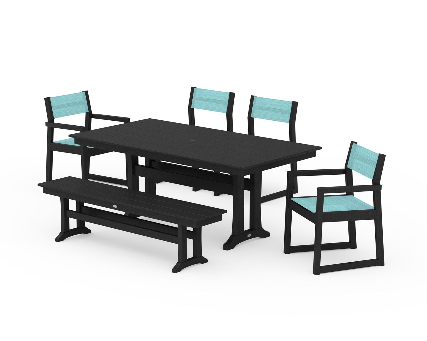 EDGE Sling 6-Piece Farmhouse Dining Set With Trestle Legs