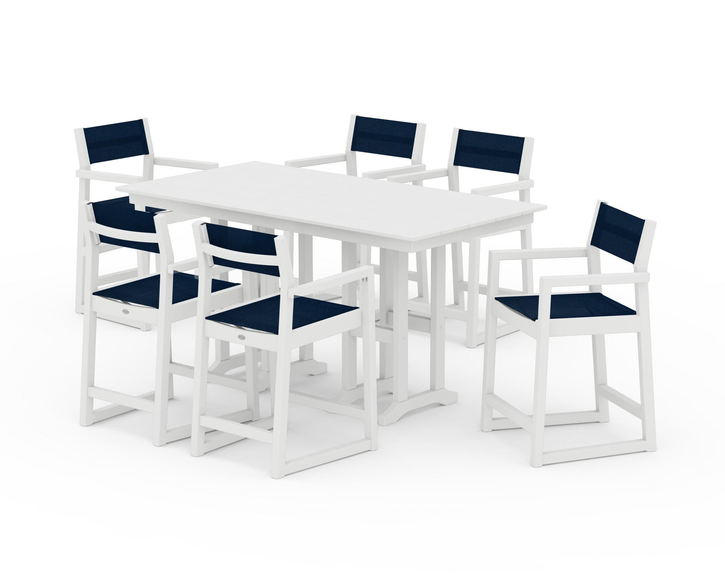 EDGE Sling Arm Chair 7-Piece Farmhouse Counter Set