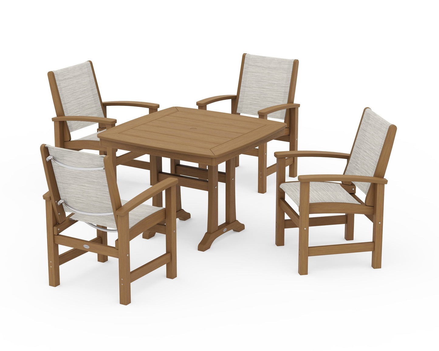 Coastal 5-Piece Dining Set with Trestle Legs