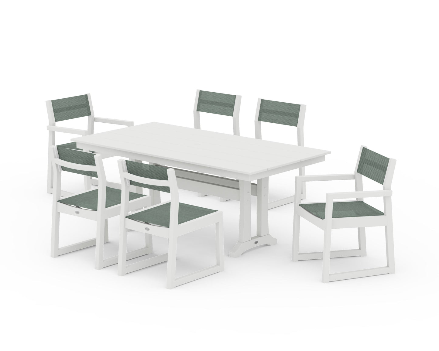EDGE Sling 7-Piece Farmhouse Trestle Dining Set