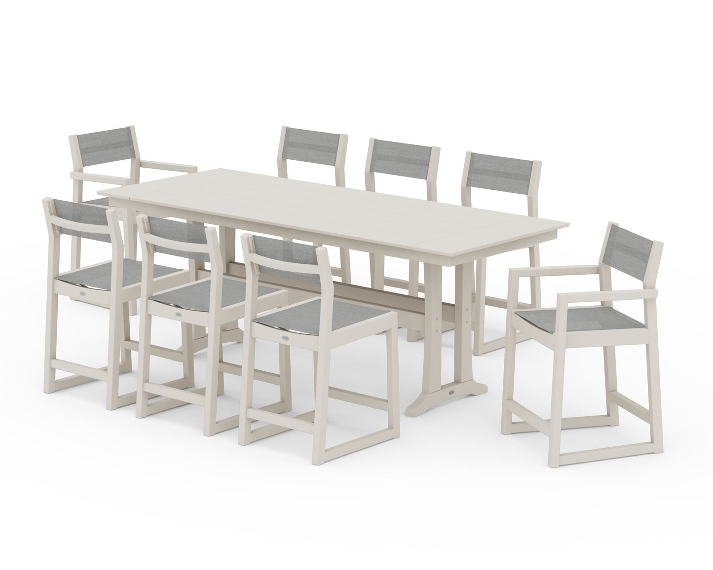 EDGE Sling 9-Piece Farmhouse Counter Set with Trestle Legs