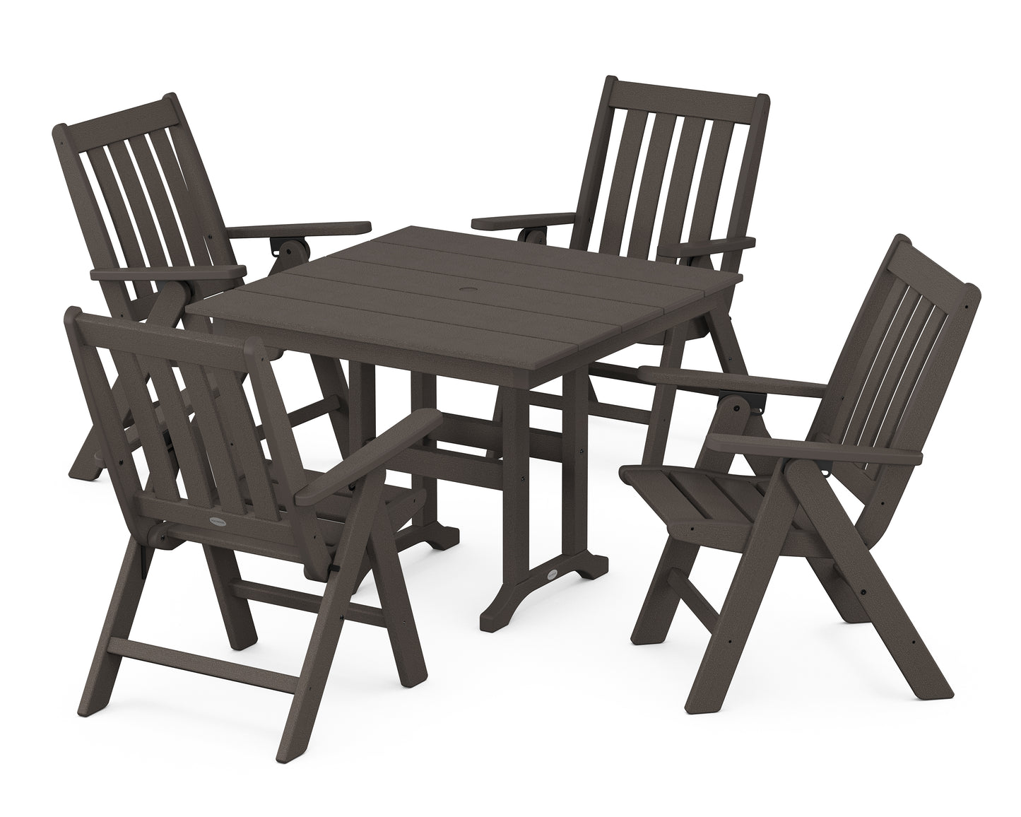 Vineyard Folding Chair 5-Piece Farmhouse Dining Set