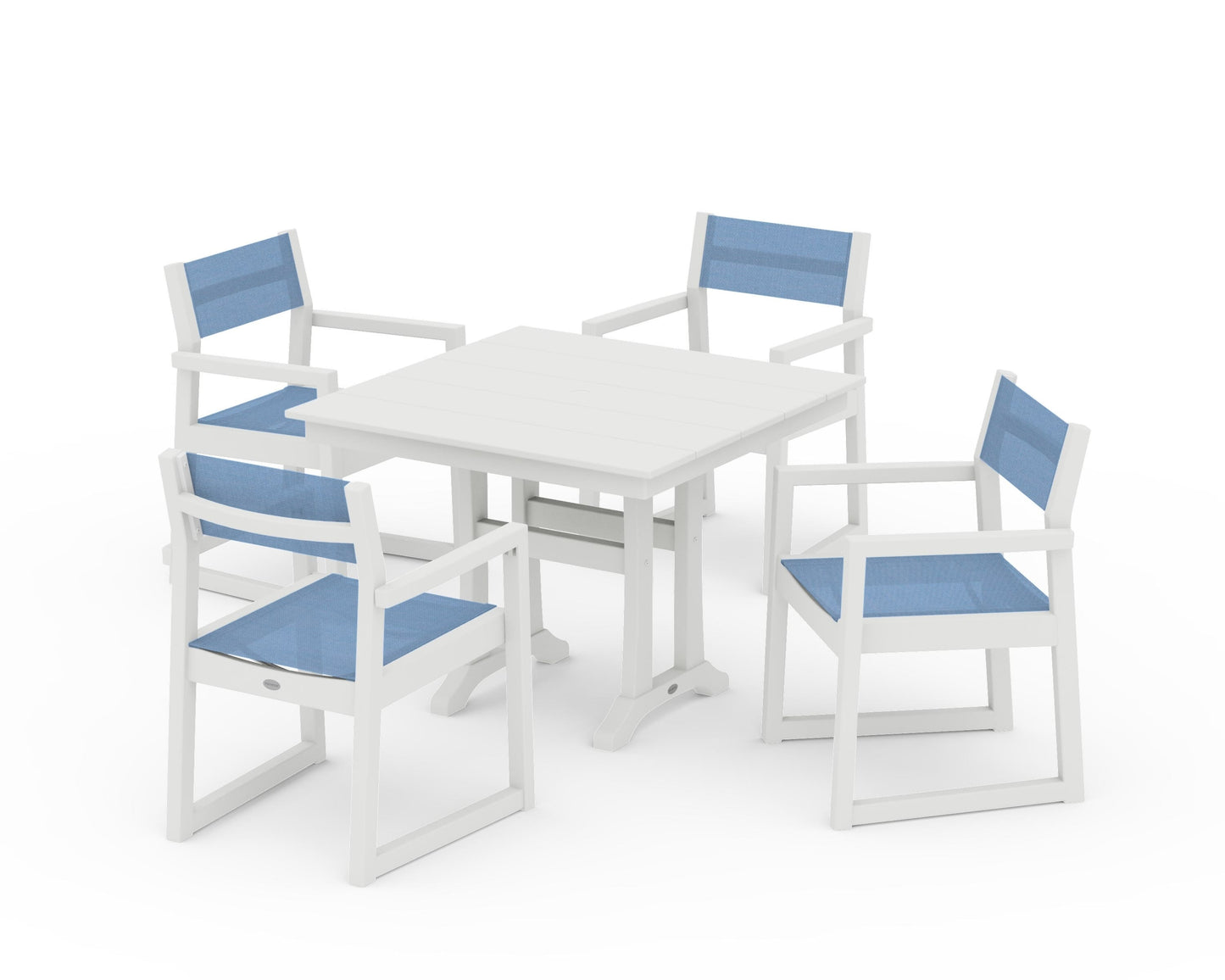 EDGE Sling 5-Piece Farmhouse Dining Set with Trestle Legs