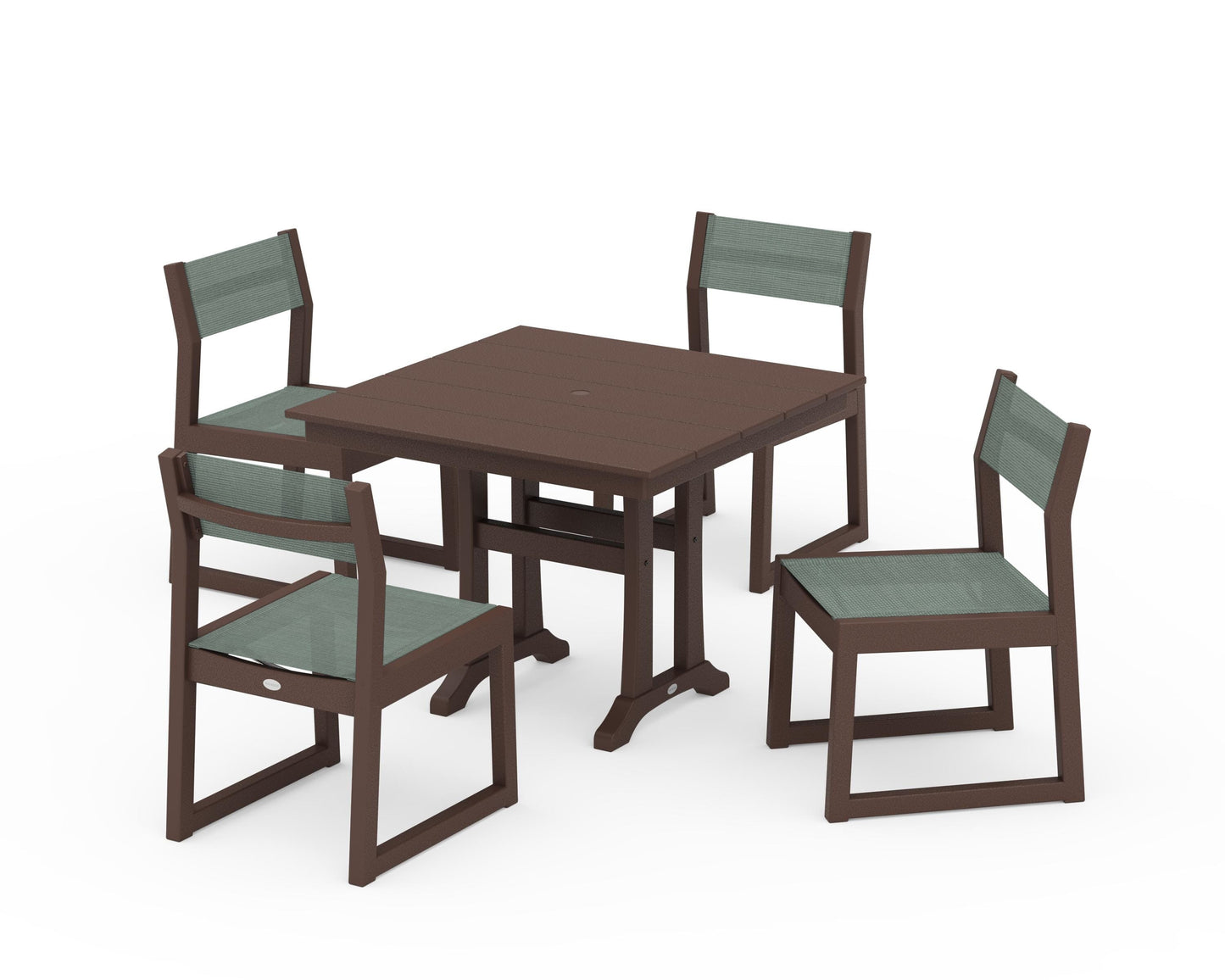 EDGE Sling 5-Piece Farmhouse Trestle Side Chair Dining Set