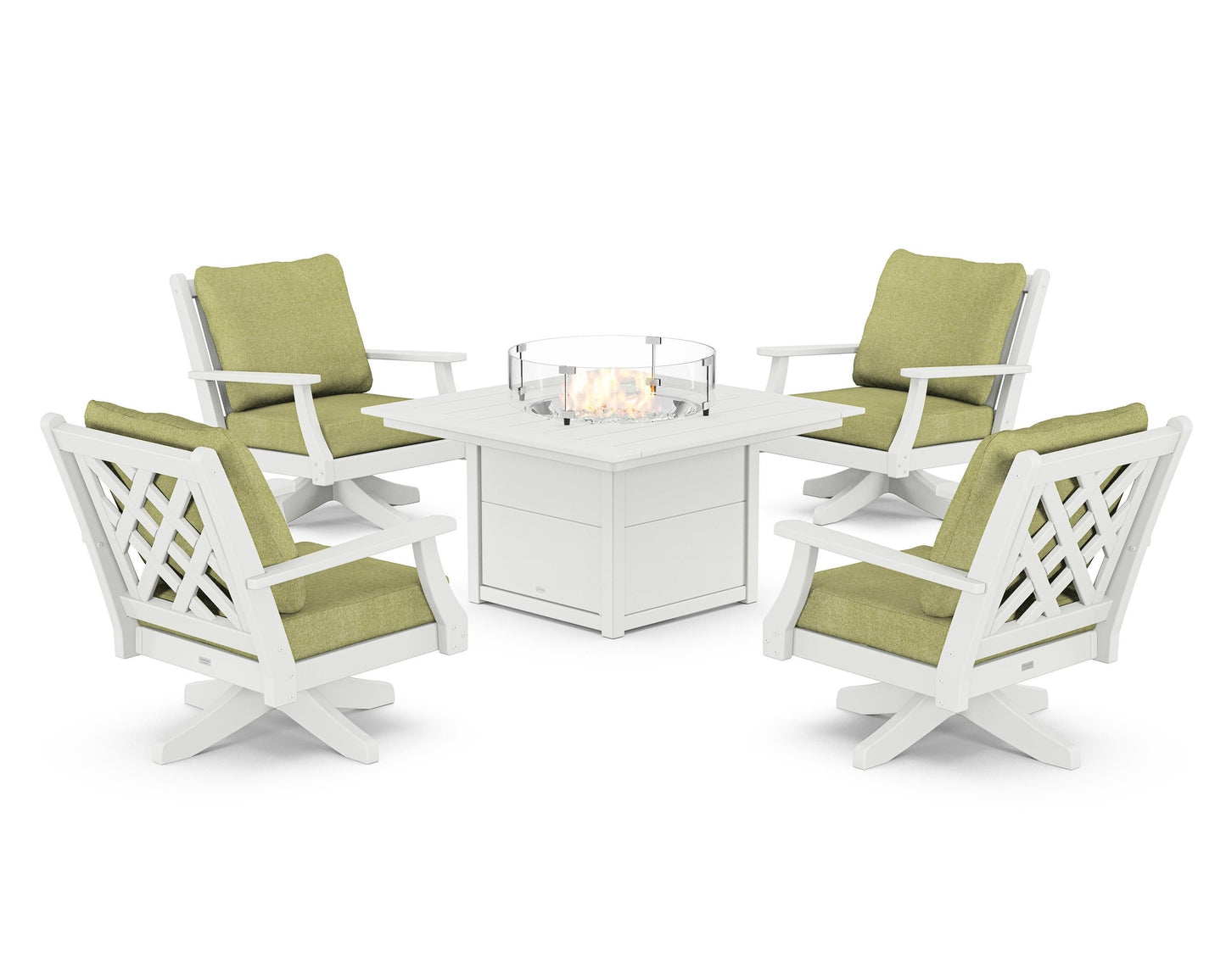Wovendale 5-Piece Deep Seating Swivel Conversation Set with Fire Pit Table