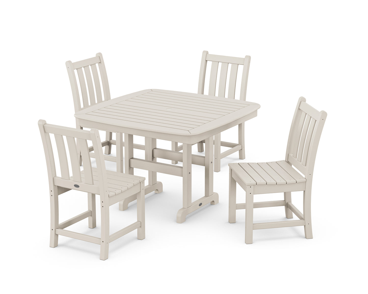 Traditional Garden Side Chair 5-Piece Dining Set with Trestle Legs