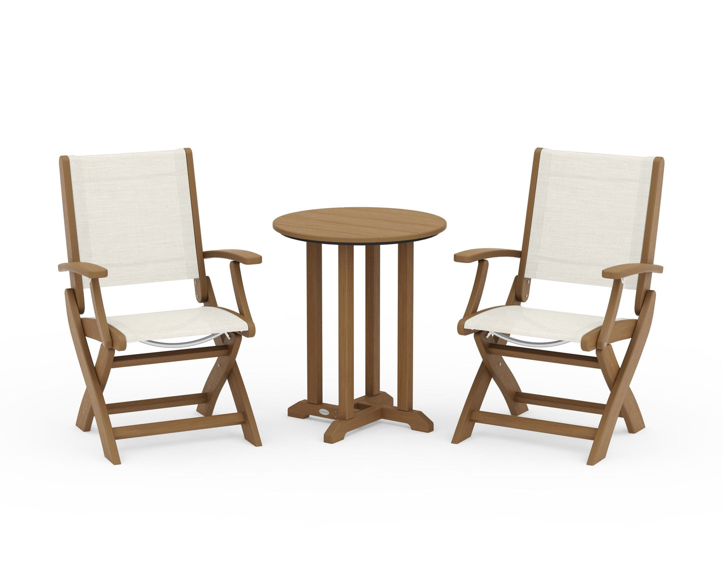 Coastal Folding 3-Piece Round Bistro Dining Set
