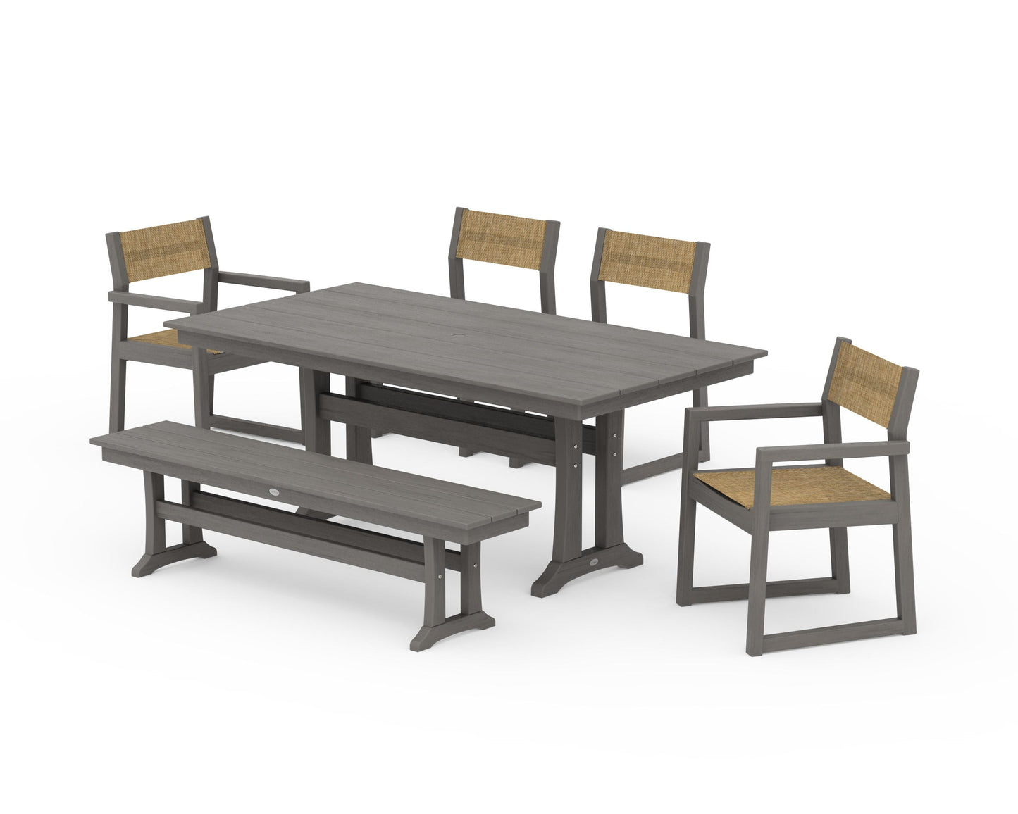 EDGE Sling 6-Piece Farmhouse Dining Set With Trestle Legs
