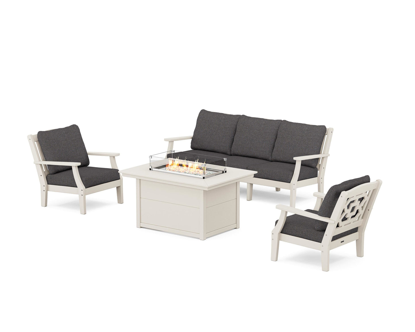Chinoiserie Deep Seating Fire Pit Table Set
