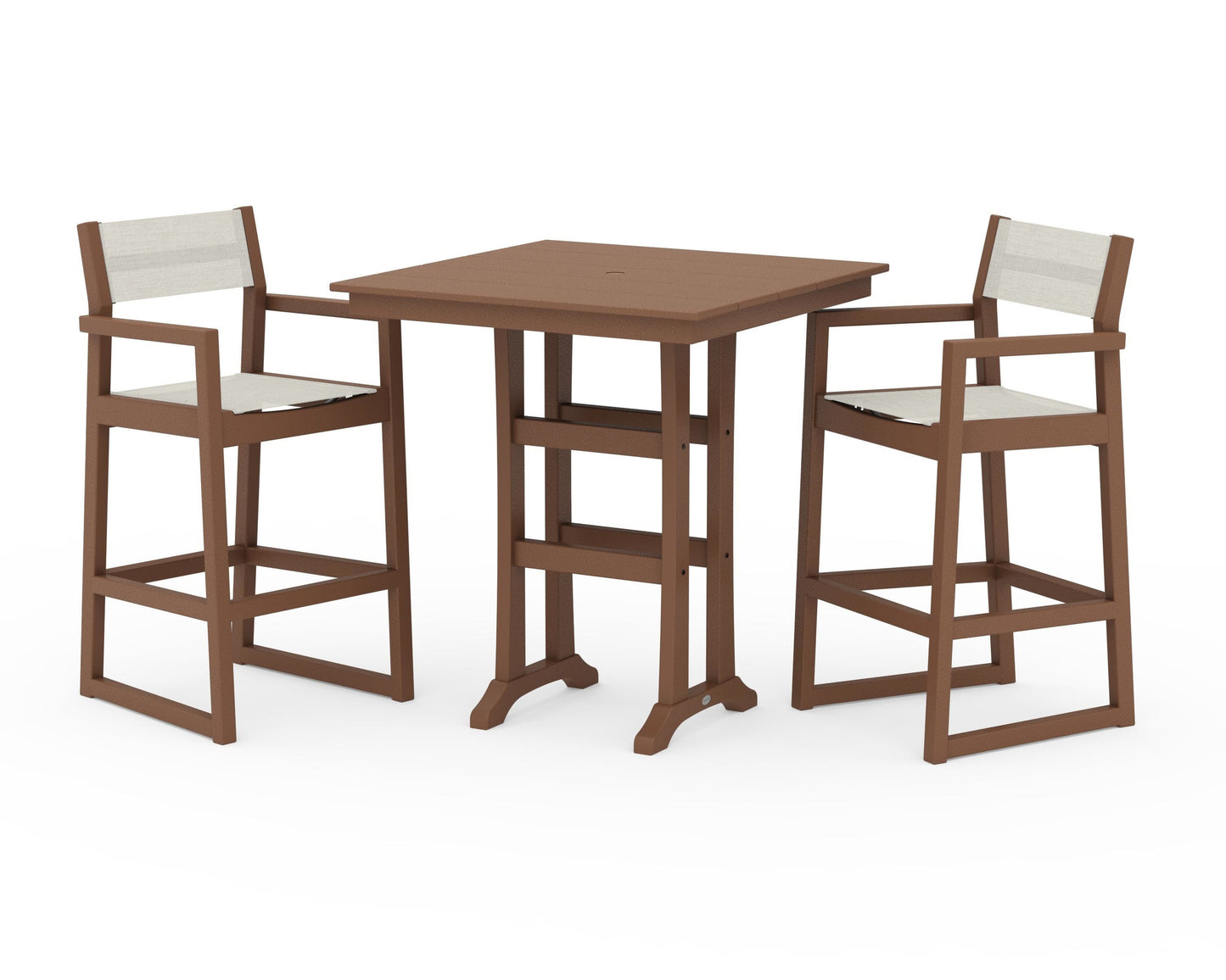 EDGE Sling Arm Chair 3-Piece Farmhouse Bar Set with Trestle Legs
