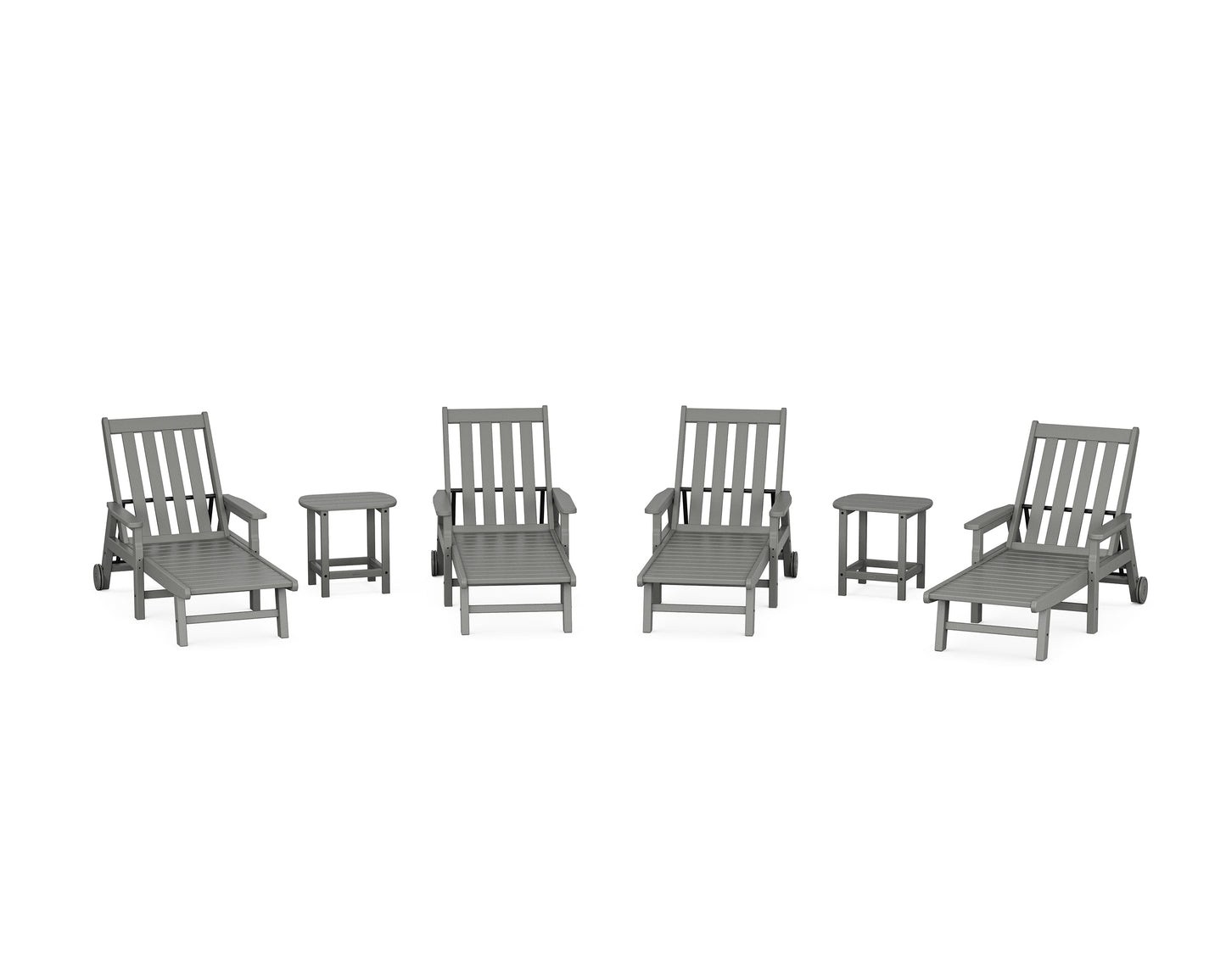 Vineyard 6-Piece Chaise with Arms and Wheels Set