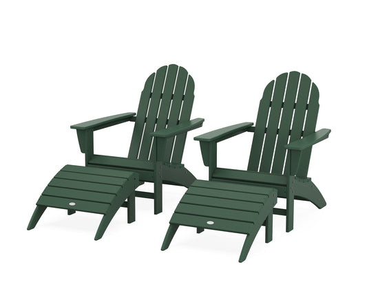 Vineyard Adirondack Chair 4-Piece Set with Ottomans