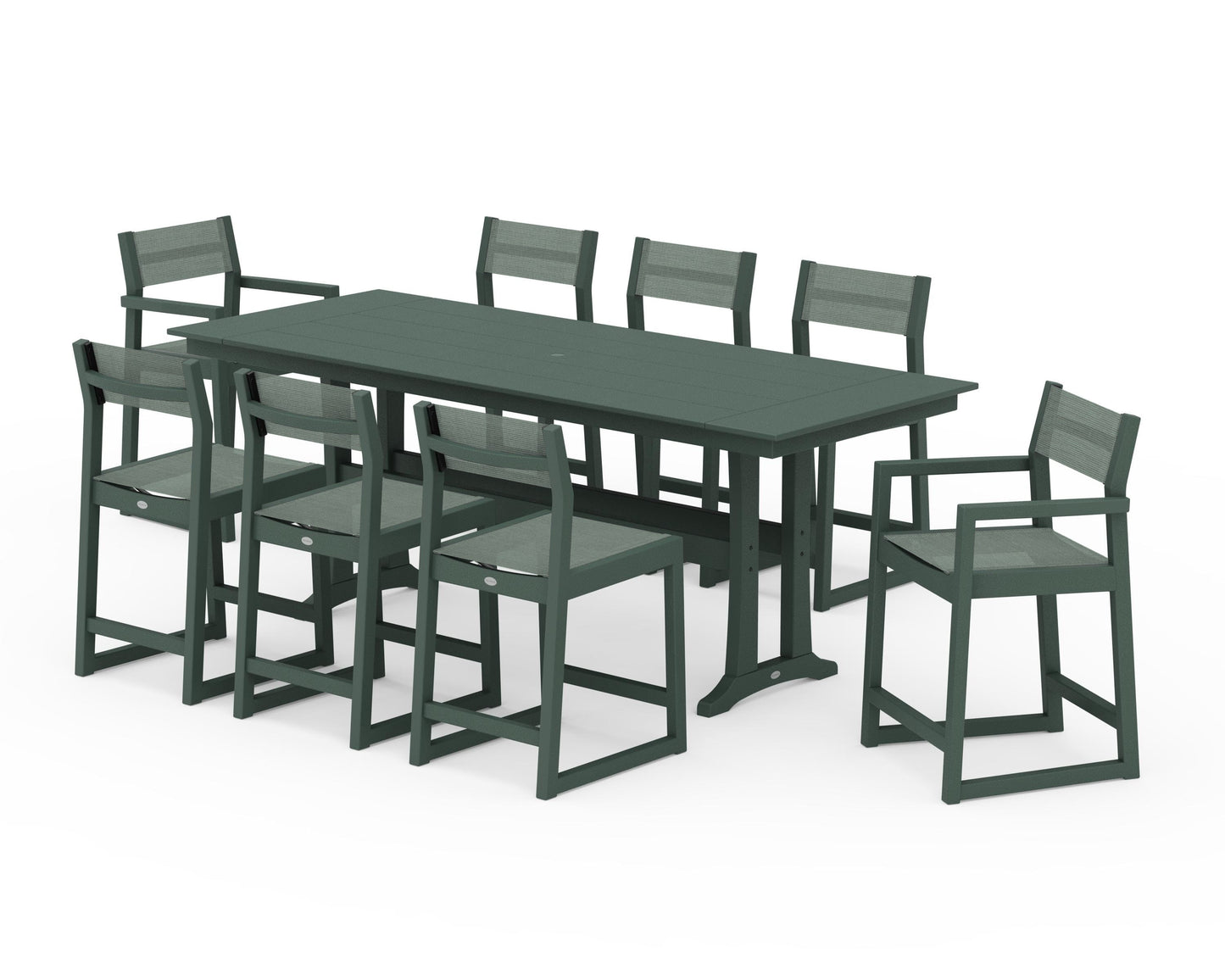 EDGE Sling 9-Piece Farmhouse Counter Set with Trestle Legs