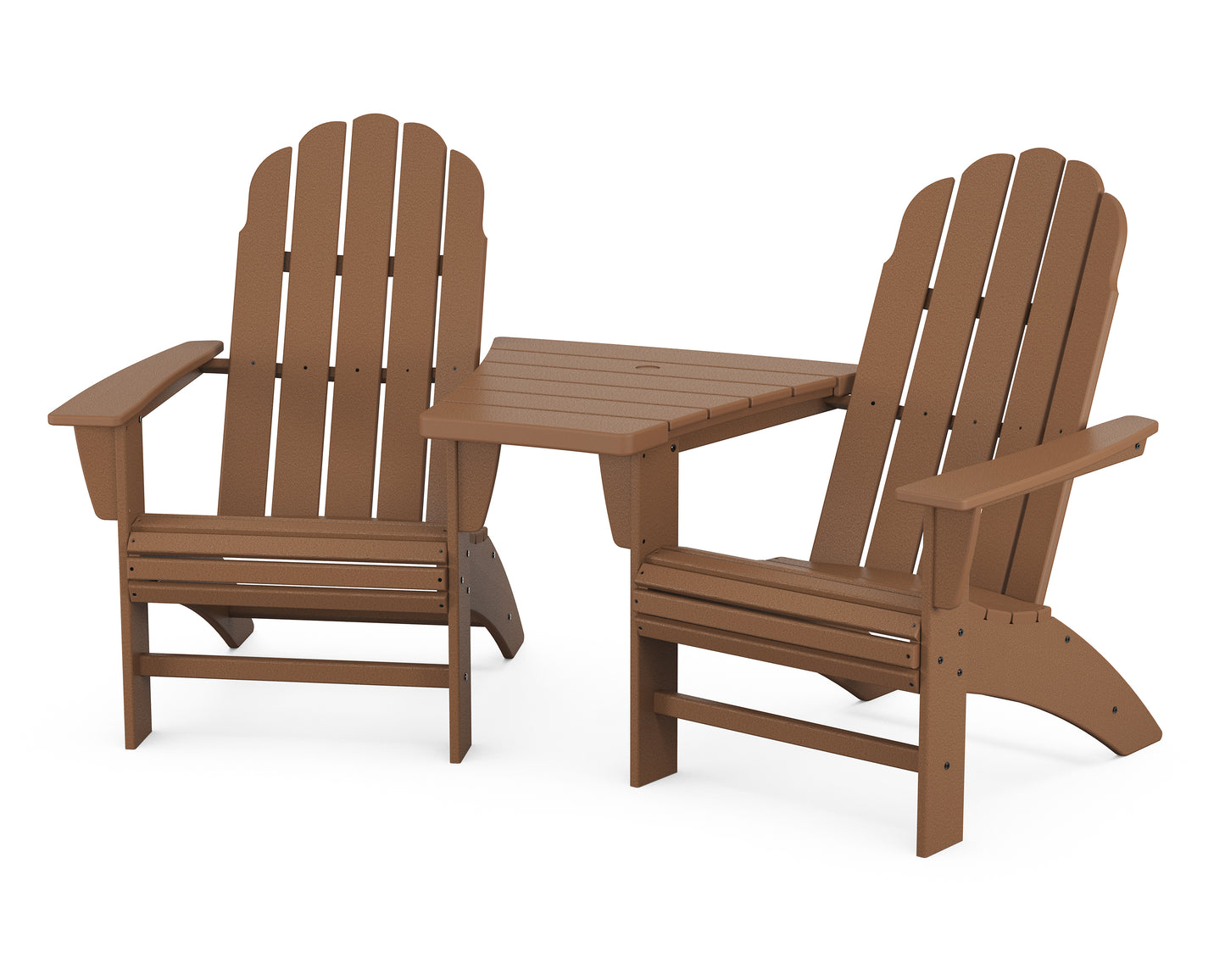 Vineyard 3-Piece Curveback Adirondack Set with Angled Connecting Table