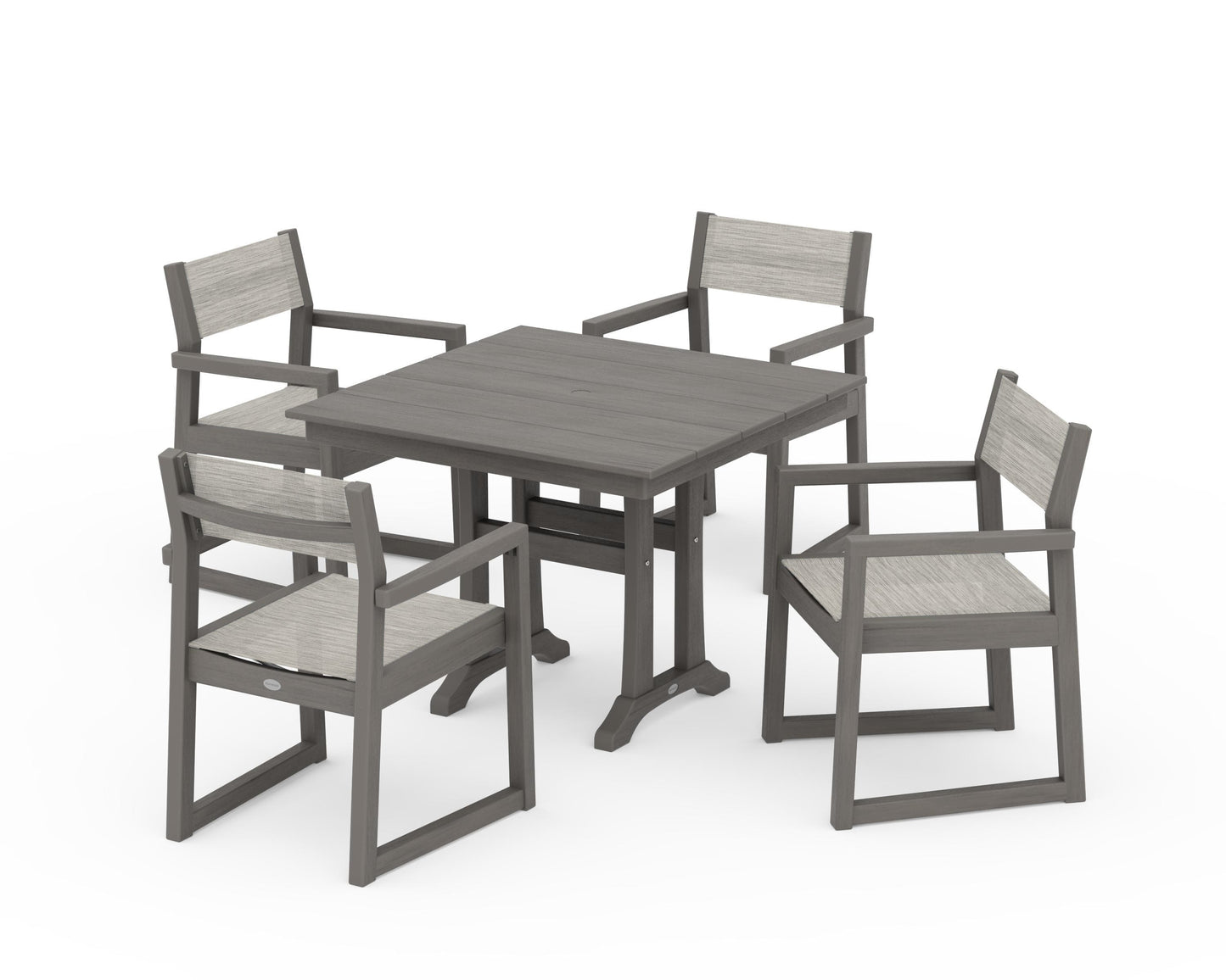 EDGE Sling 5-Piece Farmhouse Dining Set with Trestle Legs
