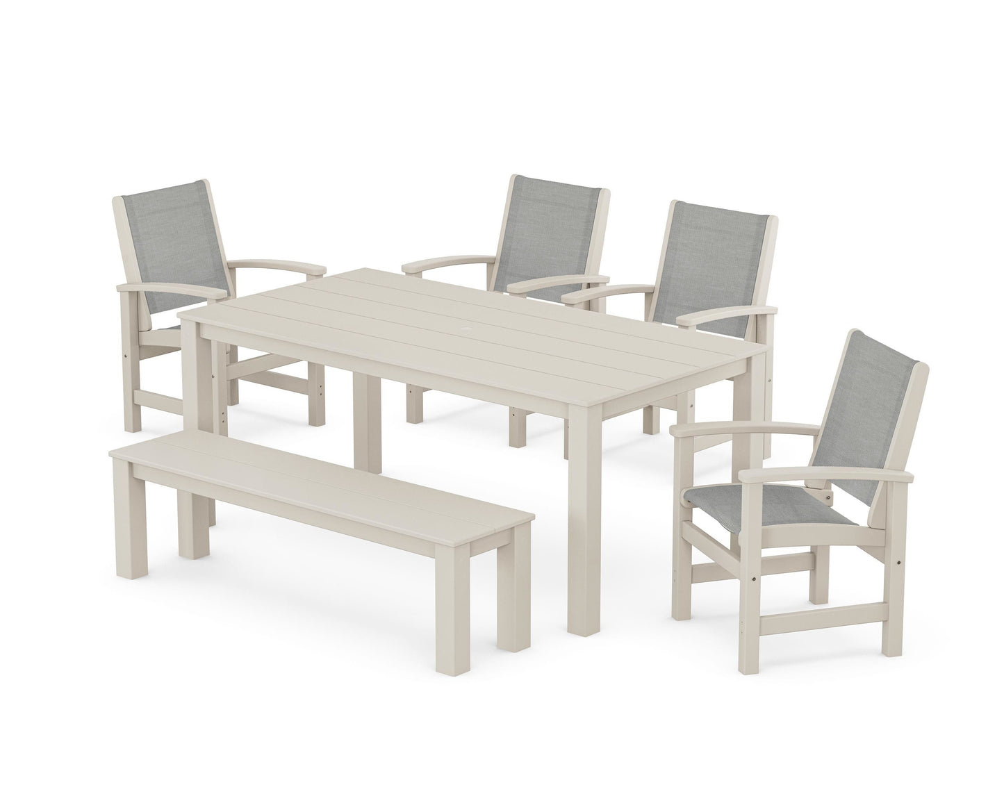 Coastal 6-Piece Parsons Dining Set with Bench