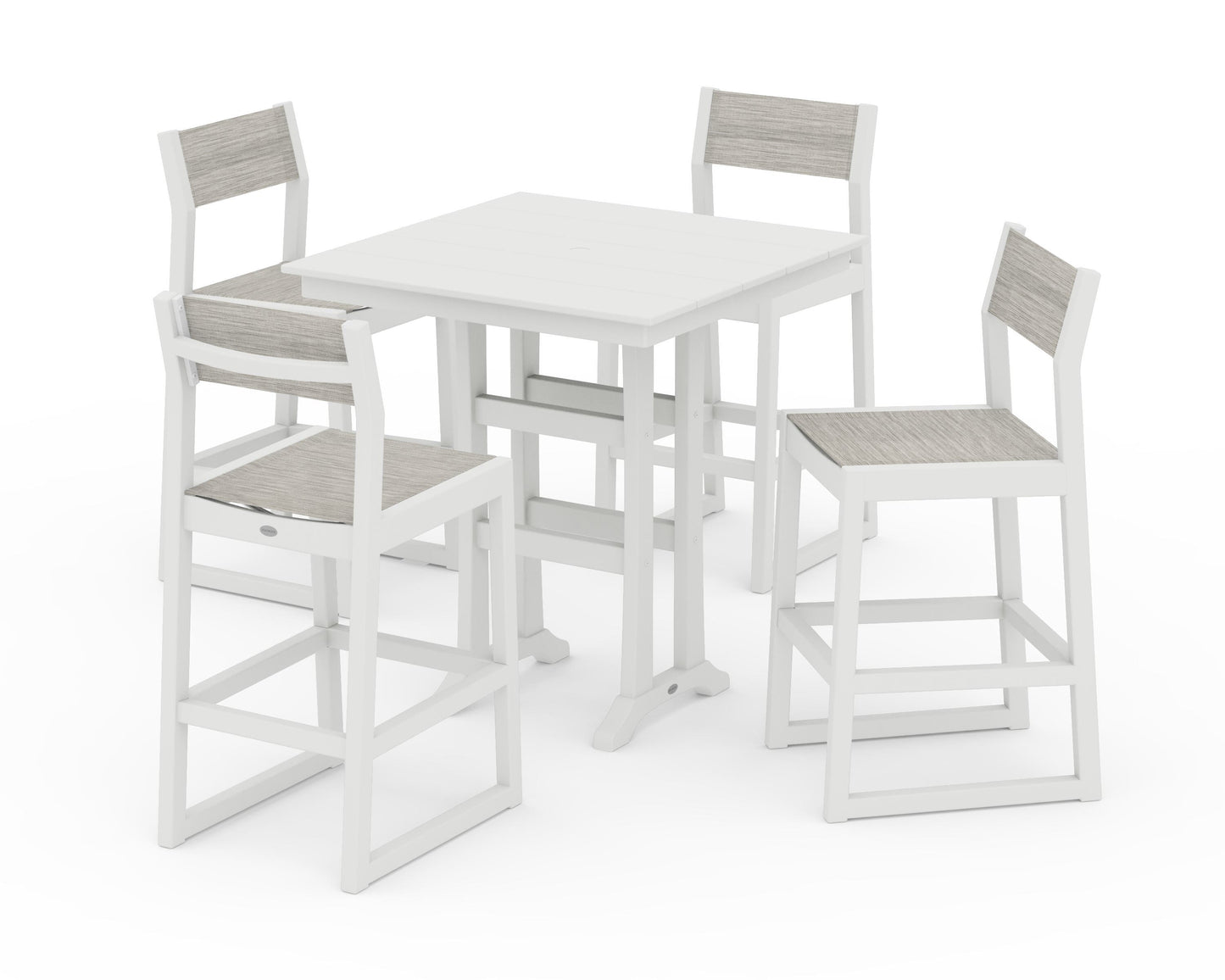 EDGE Sling Arm Chair 5-Piece Farmhouse Bar Set with Trestle Legs
