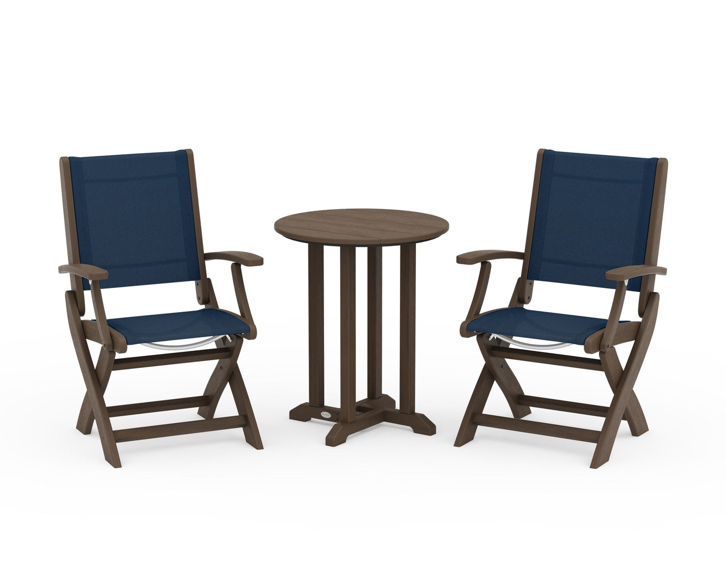 Coastal Folding 3-Piece Round Bistro Dining Set