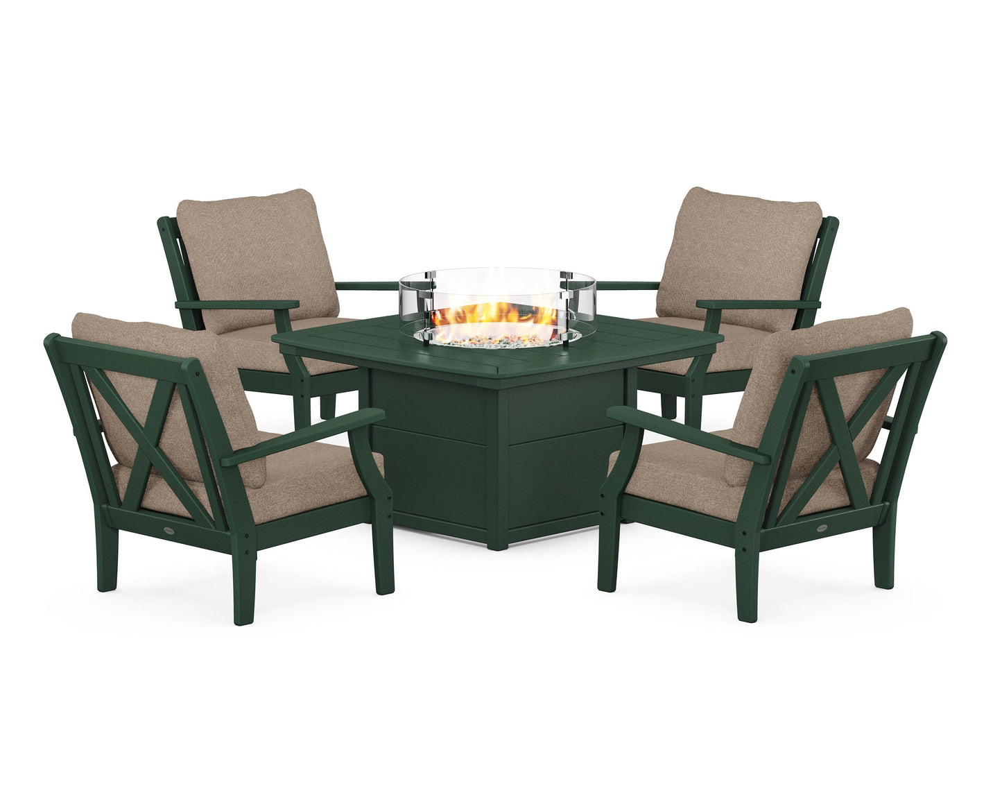 Braxton 5-Piece Deep Seating Conversation Set with Fire Pit Table
